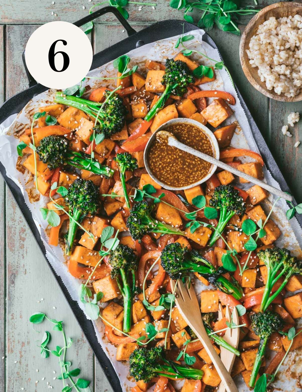 tray bake dinner hot from the oven