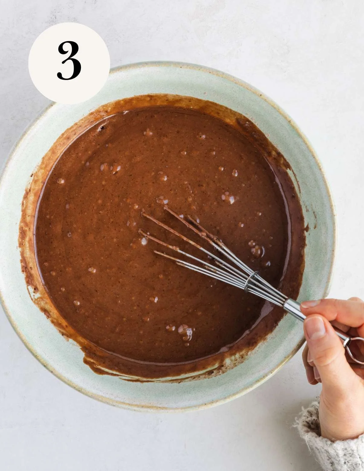 whisk the wet ingredients into the dry ingredients