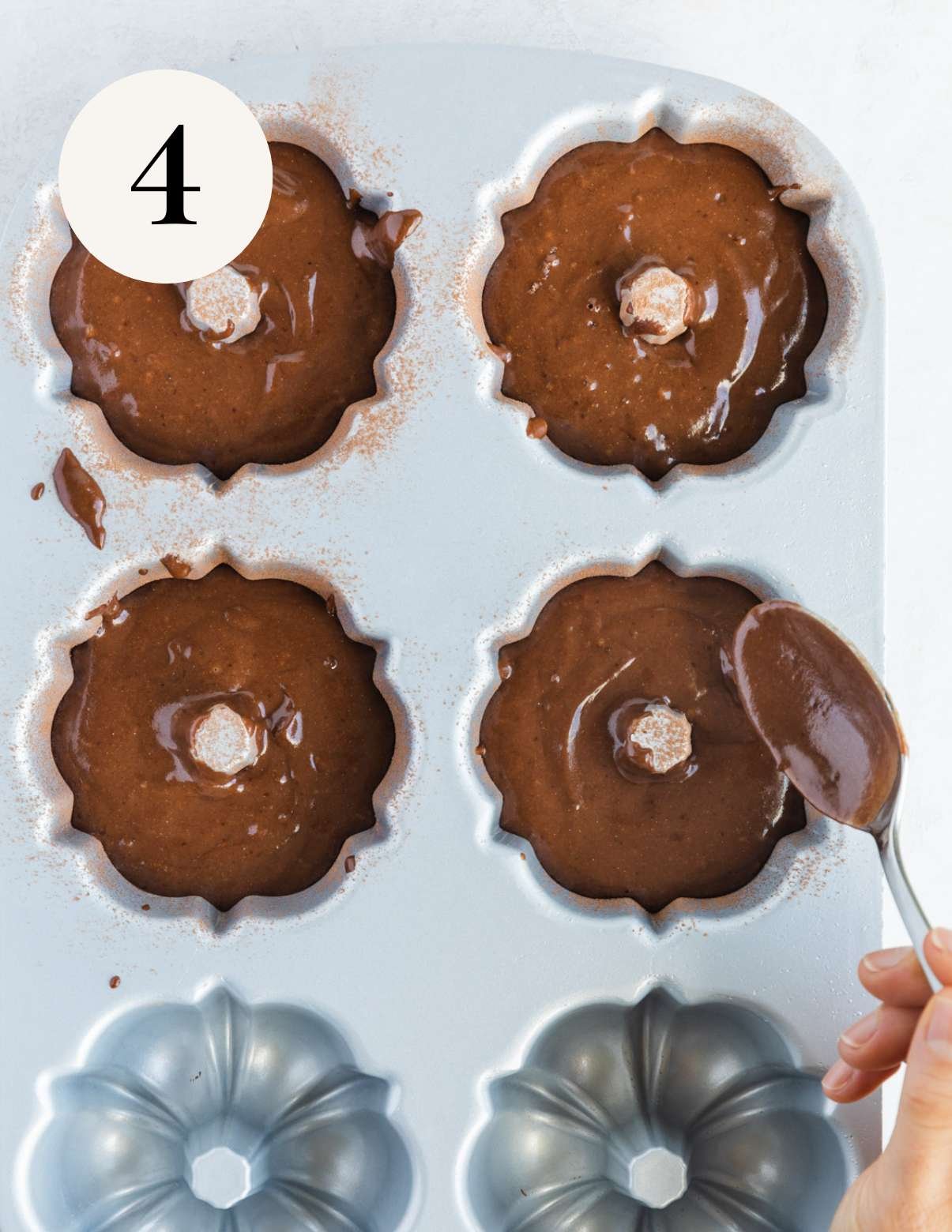 spoon into mini bundt cake pan