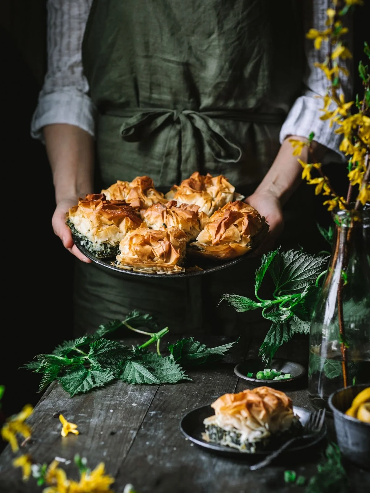 One of my favorite nettle recipes is this vegan spanakopita! 🌱 It&rsquo;s is a delicious twist on traditional Greek spinach pie. 

Spanakopita is traditionally made with spinach, feta, and eggs. 🌿 We&rsquo;re getting a bit daring in this recipe and