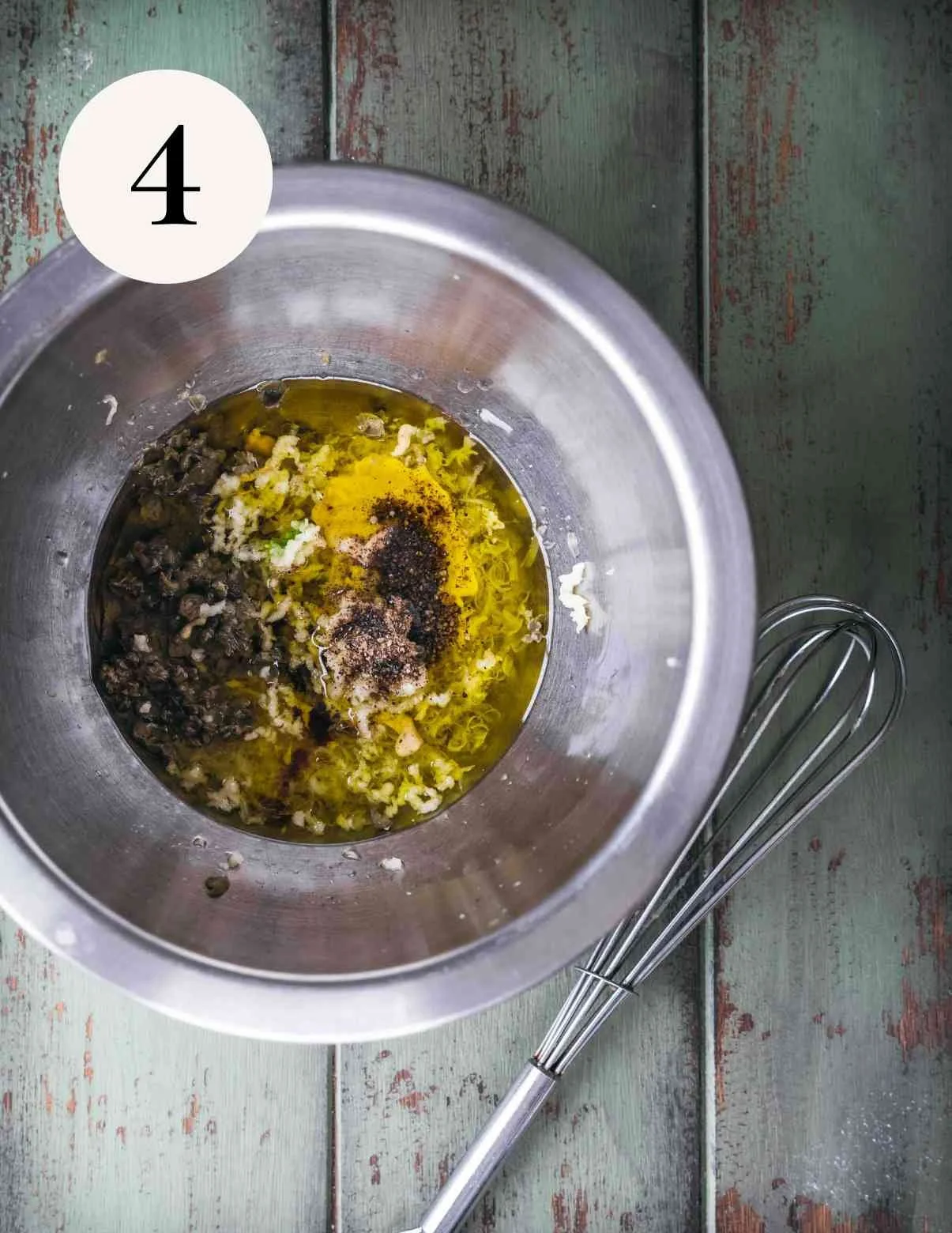 vegan caesar salad dressing ingredients in a bowl