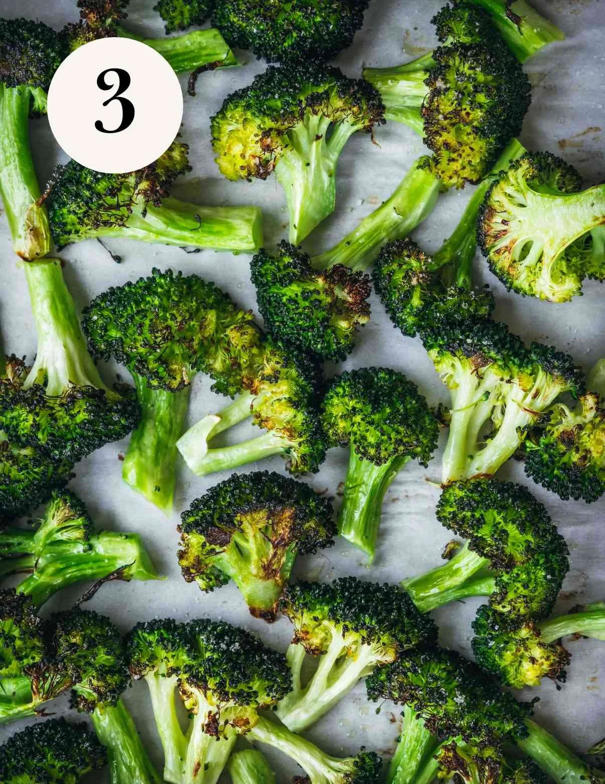 roated broccoli on a baking tray