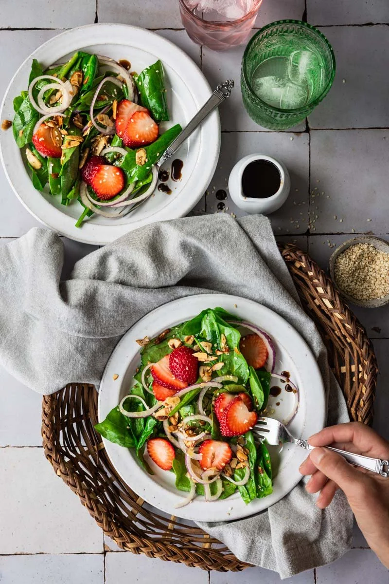 Vegan Spinach Salad With Maple Balsamic Vinaigrette