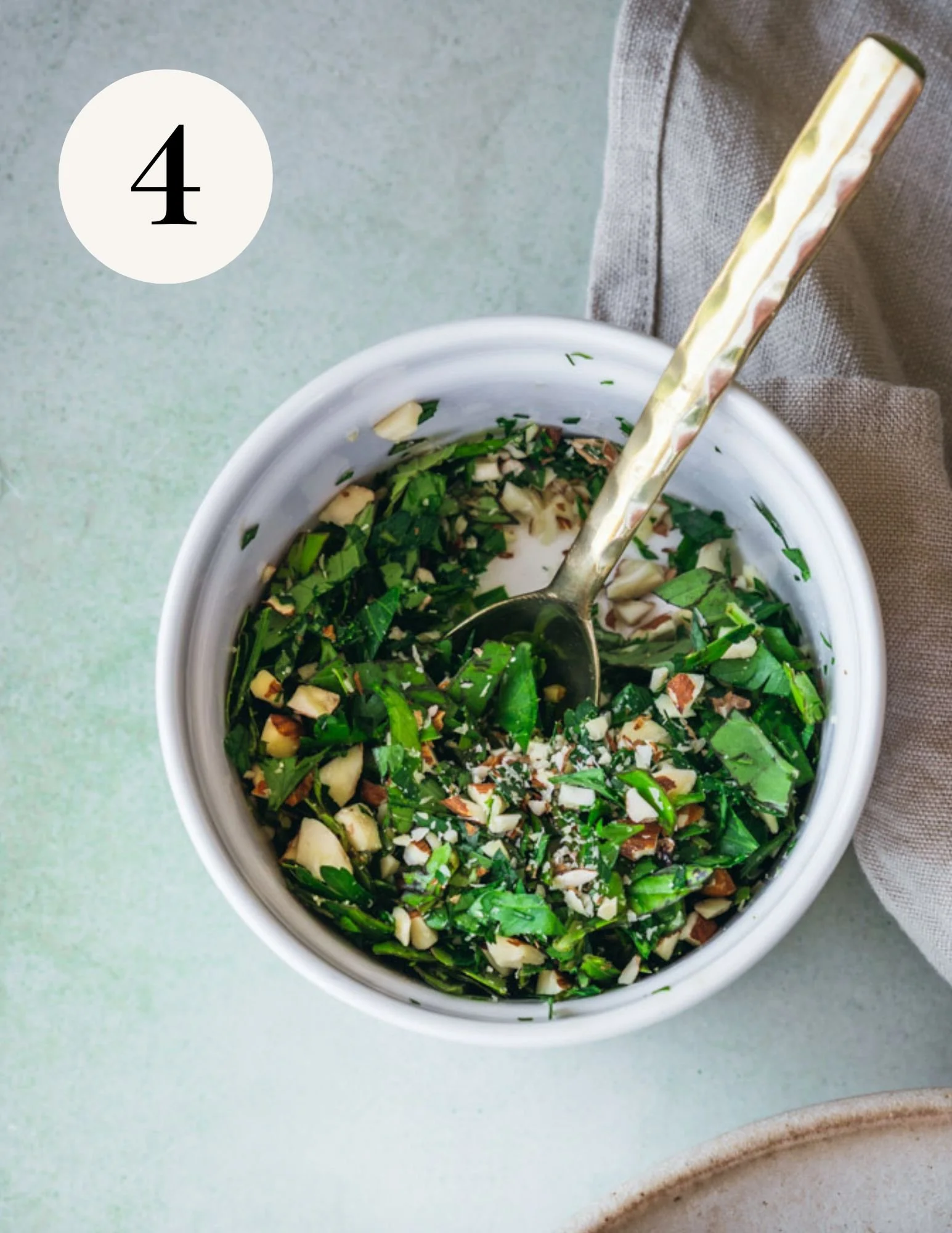 herbs and almond topping