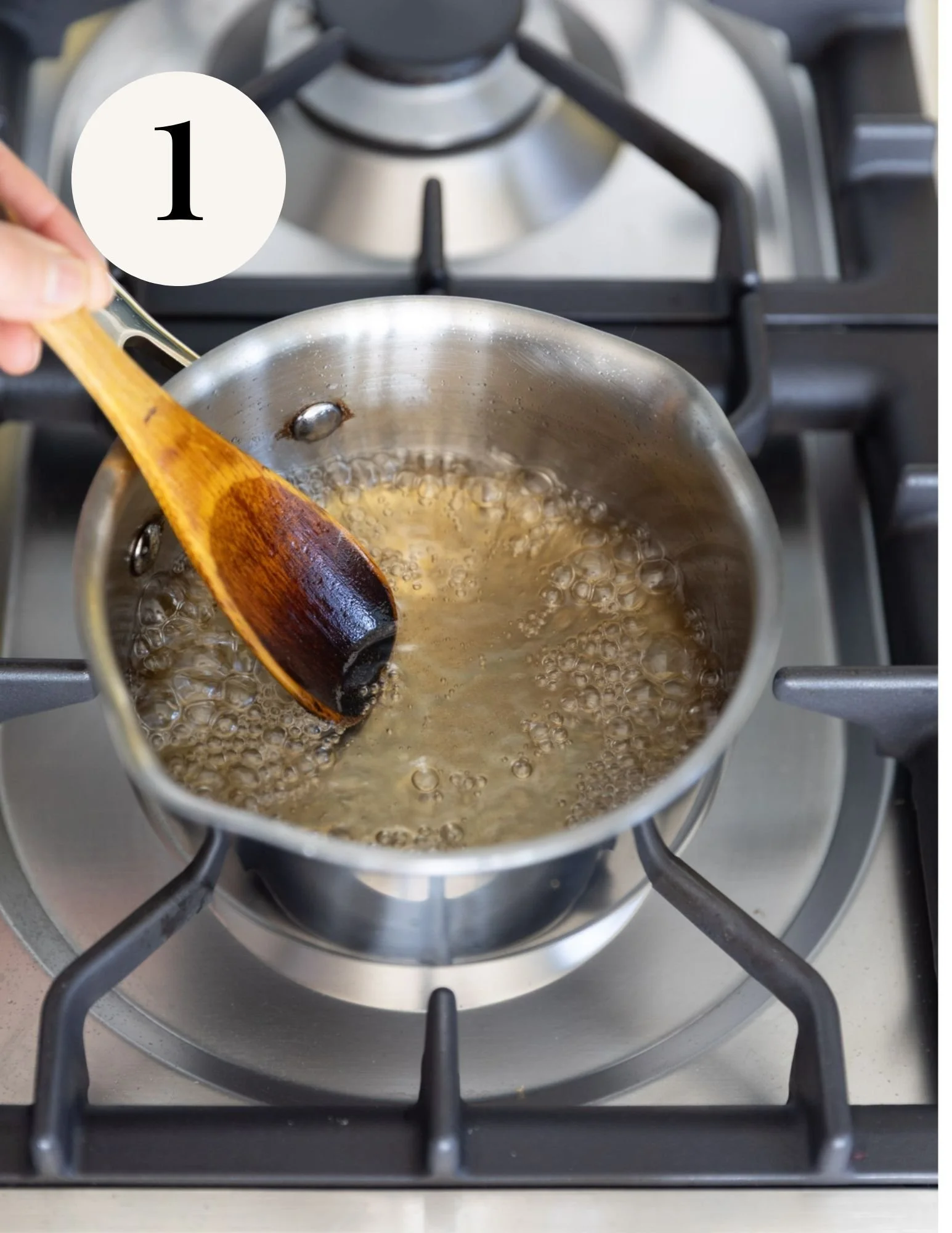 boiling simple syrup on the stovetop