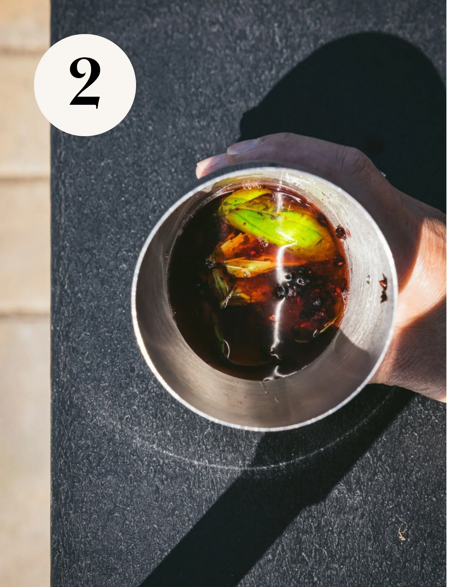 muddled blackberries and basil leaves with smash ingredients