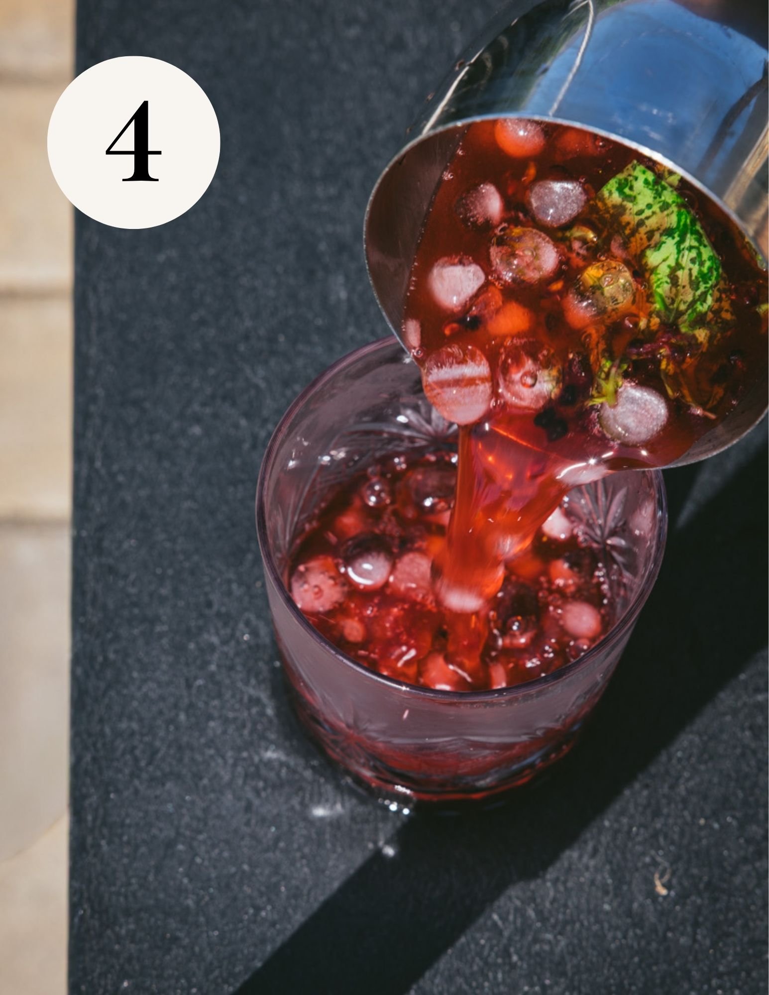pour all the contents of the shaker into a rock glass
