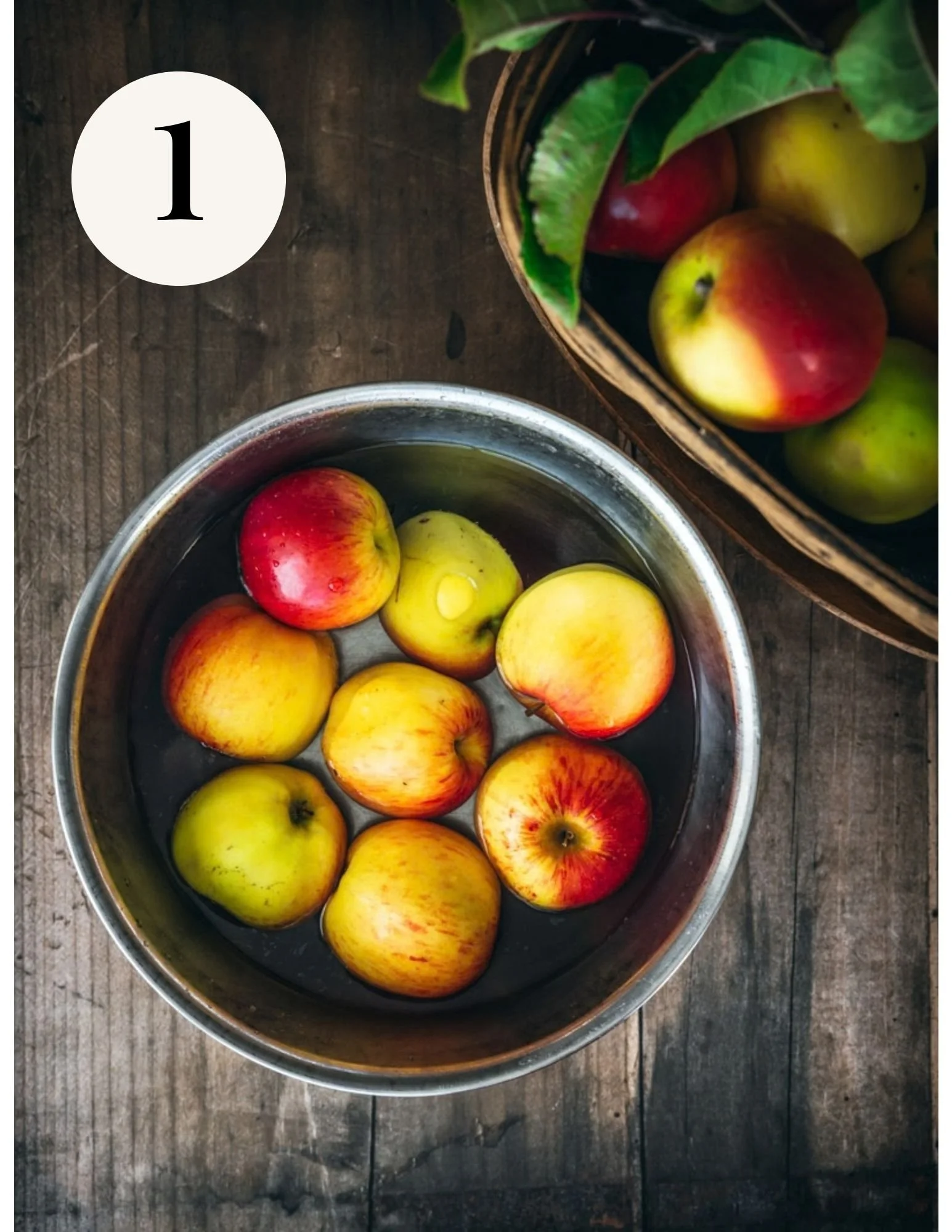 washing apples in a bowl