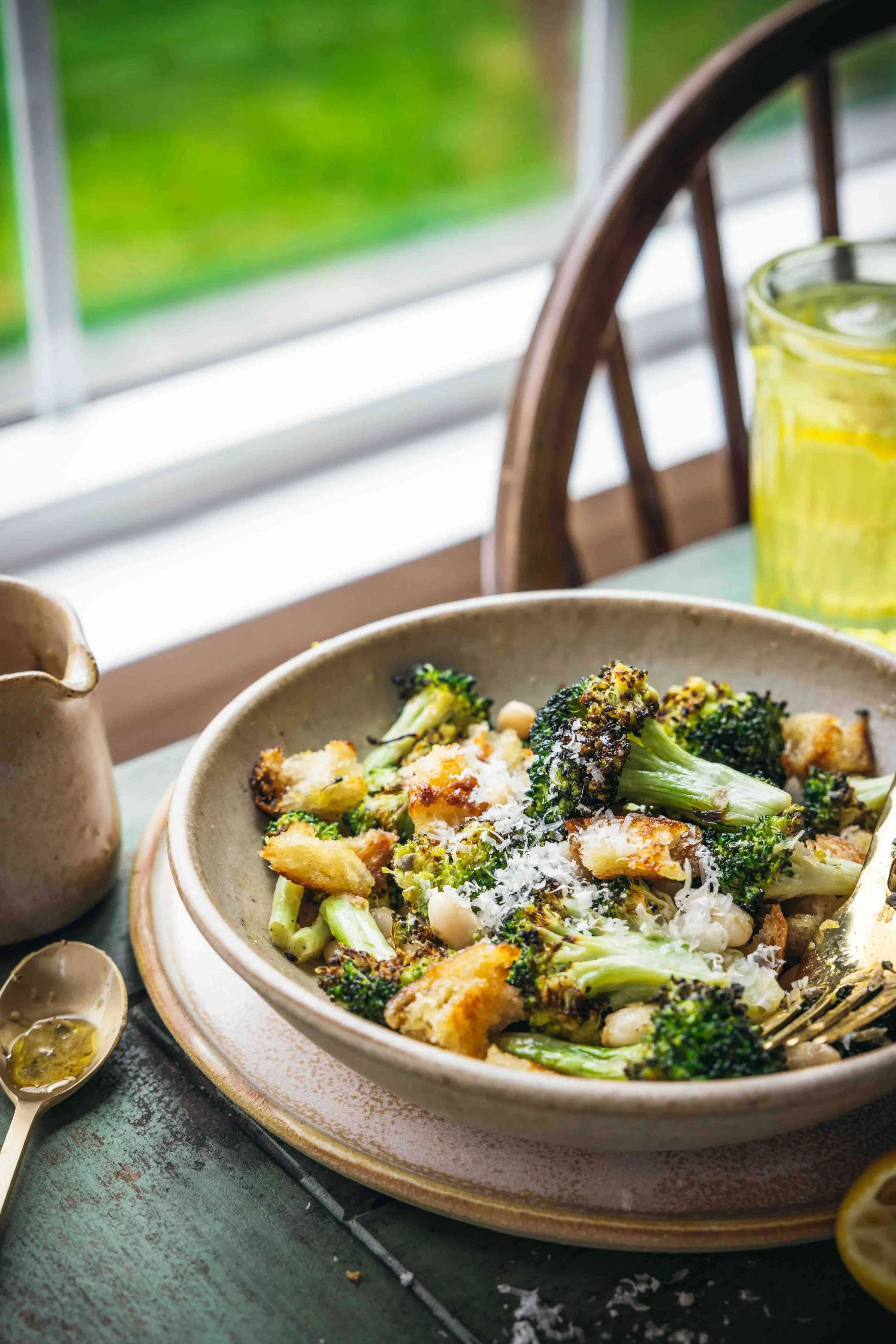 roasted broccoli caesar salad