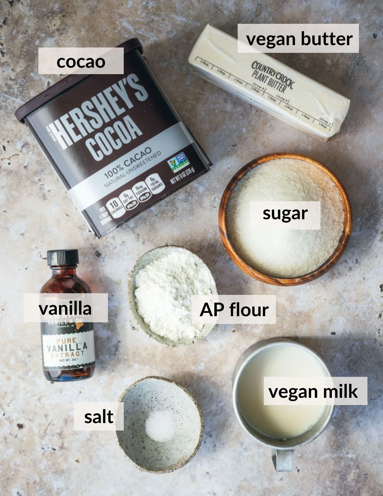 ingredients for vegan chocolate ermine frosting
