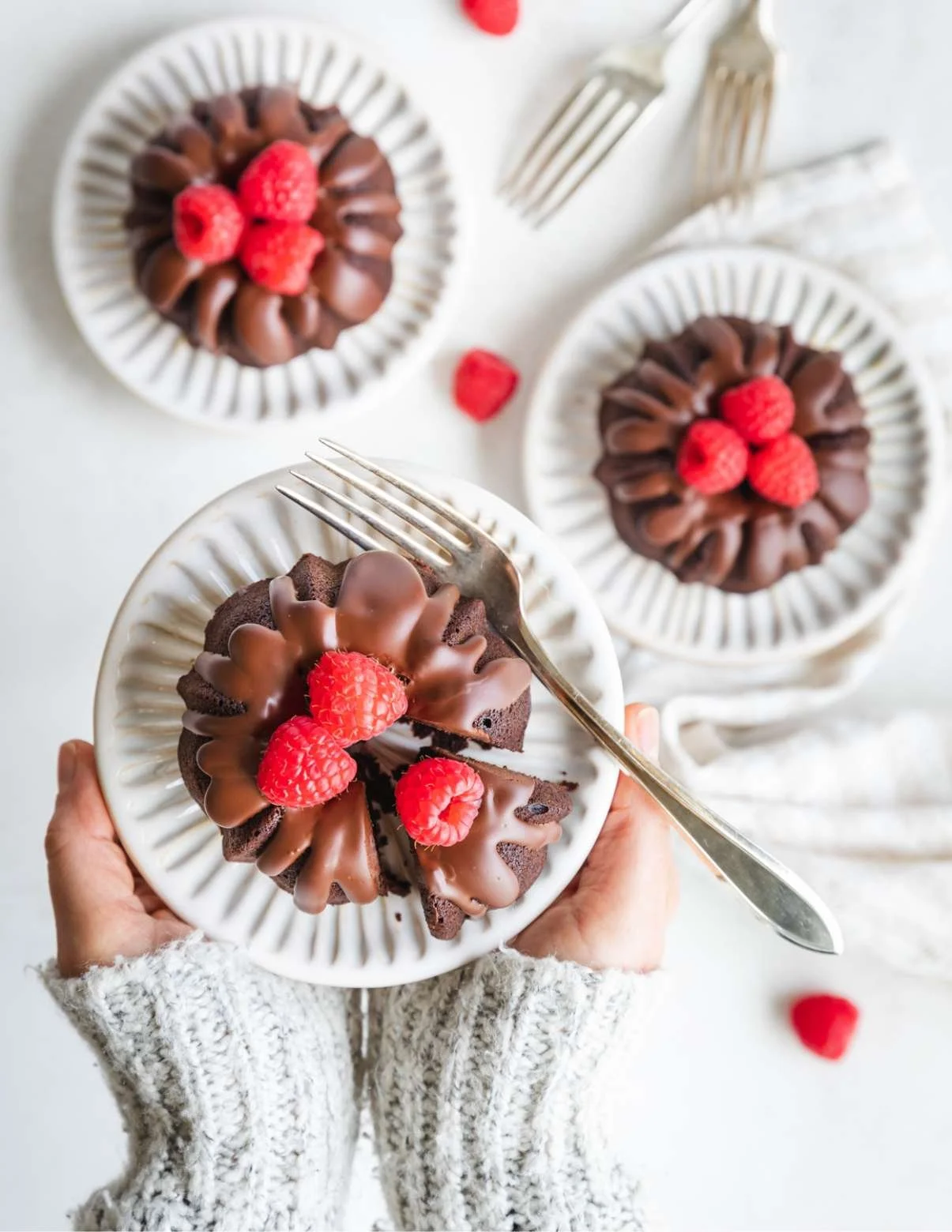 vegan chocolate bundt cake on a plate