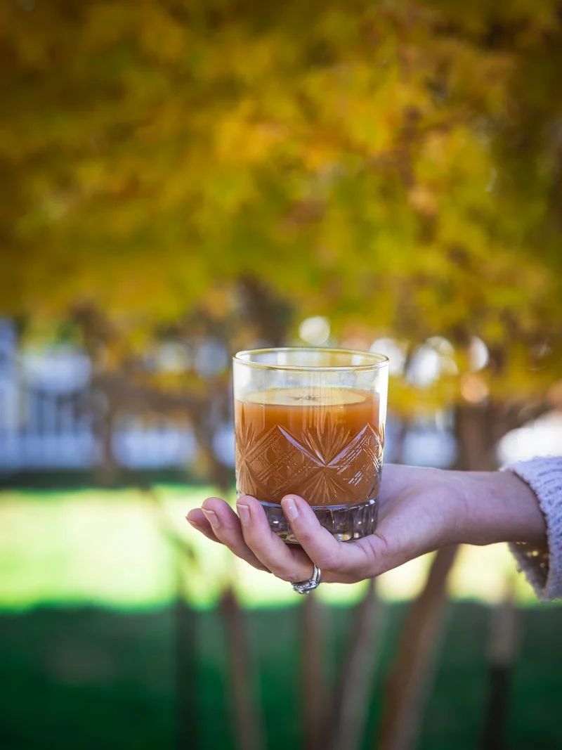 homemade apple cider in a glass