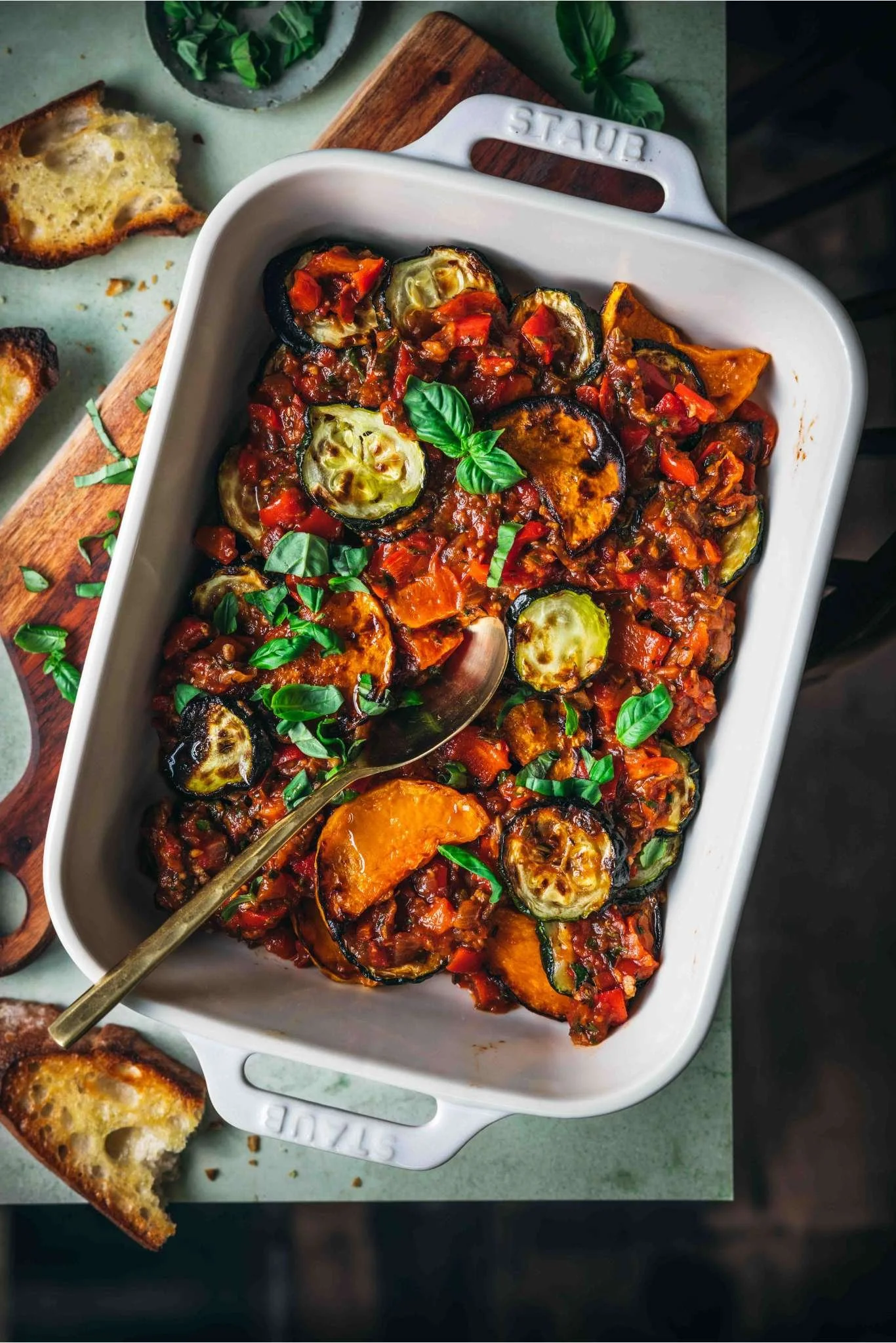 ratatouille without eggplant in a casserole dish