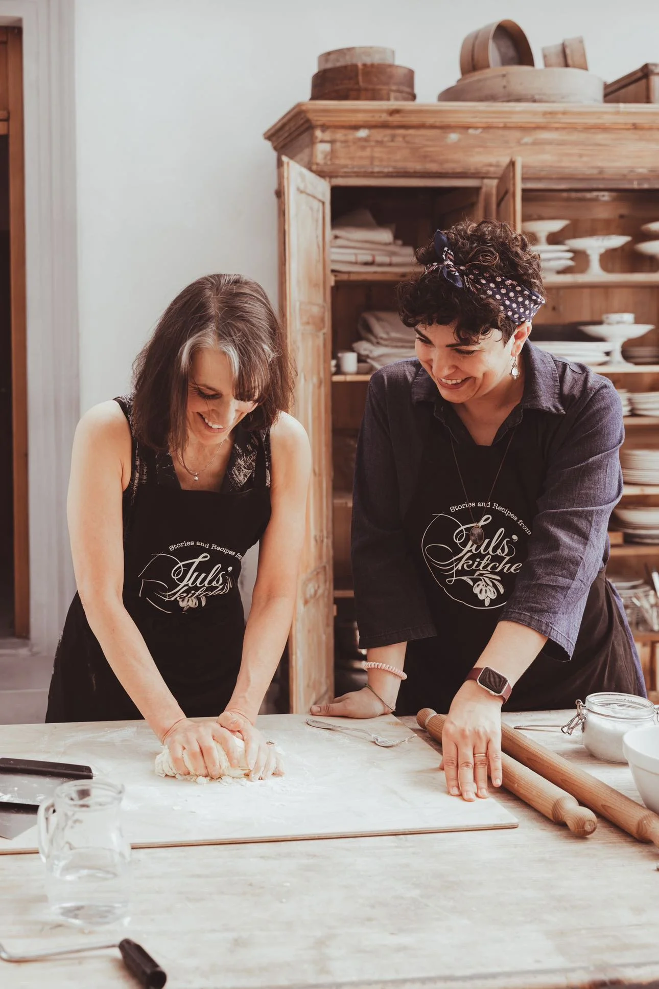 Carol making pasta with Julia Scarpaleggia