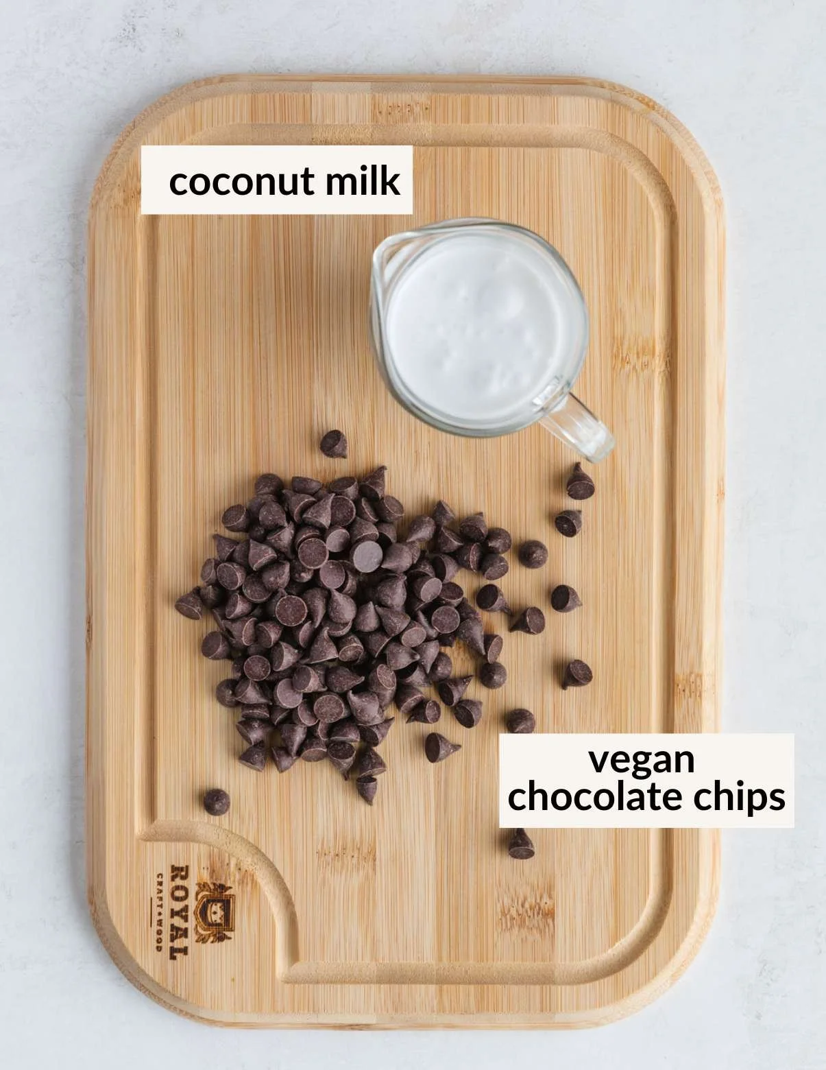 ingredients for vegan chocolate ganache glaze