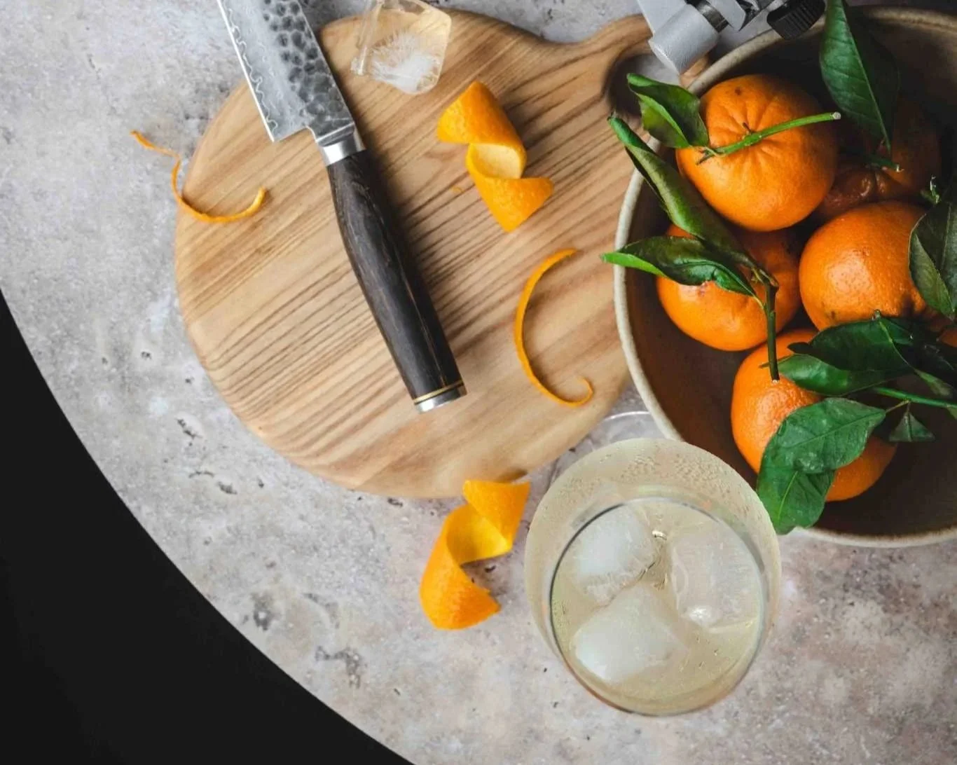 making an orange twist for a lillet blanc spriz