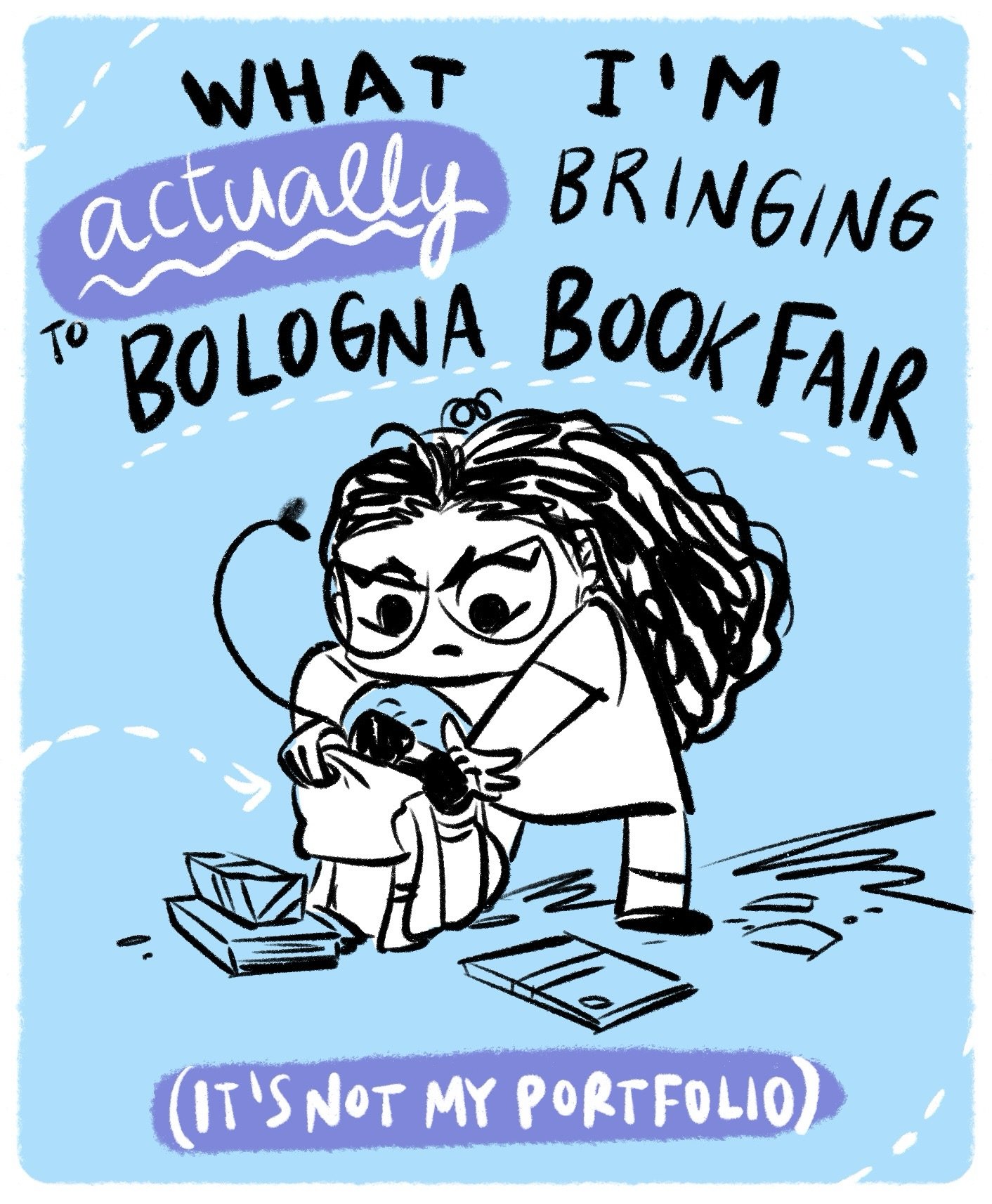 I was going to post a very put-together &ldquo;what I&rsquo;m bringing to Bologna Book Fair&rdquo; carousel. You know&hellip; the one with the cute portfolio cards and the aesthetic packing shots.
Instead, last night my brain said: what if we revisit