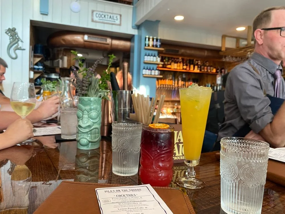 Cocktail bar seating, first come first serve