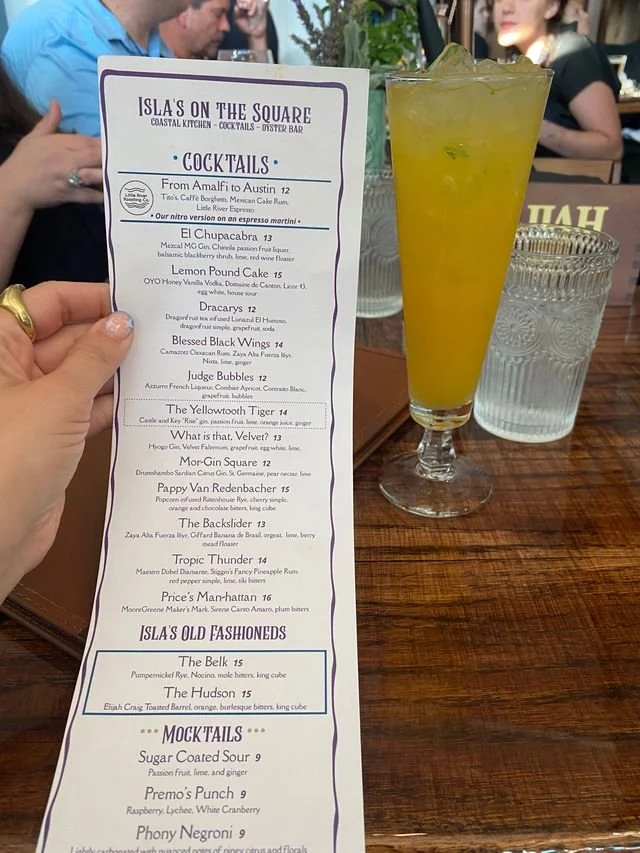 The Yellowtooth Tiger: Castle and Key "Rise" gin, passionfruit, lime, orange juice, ginger