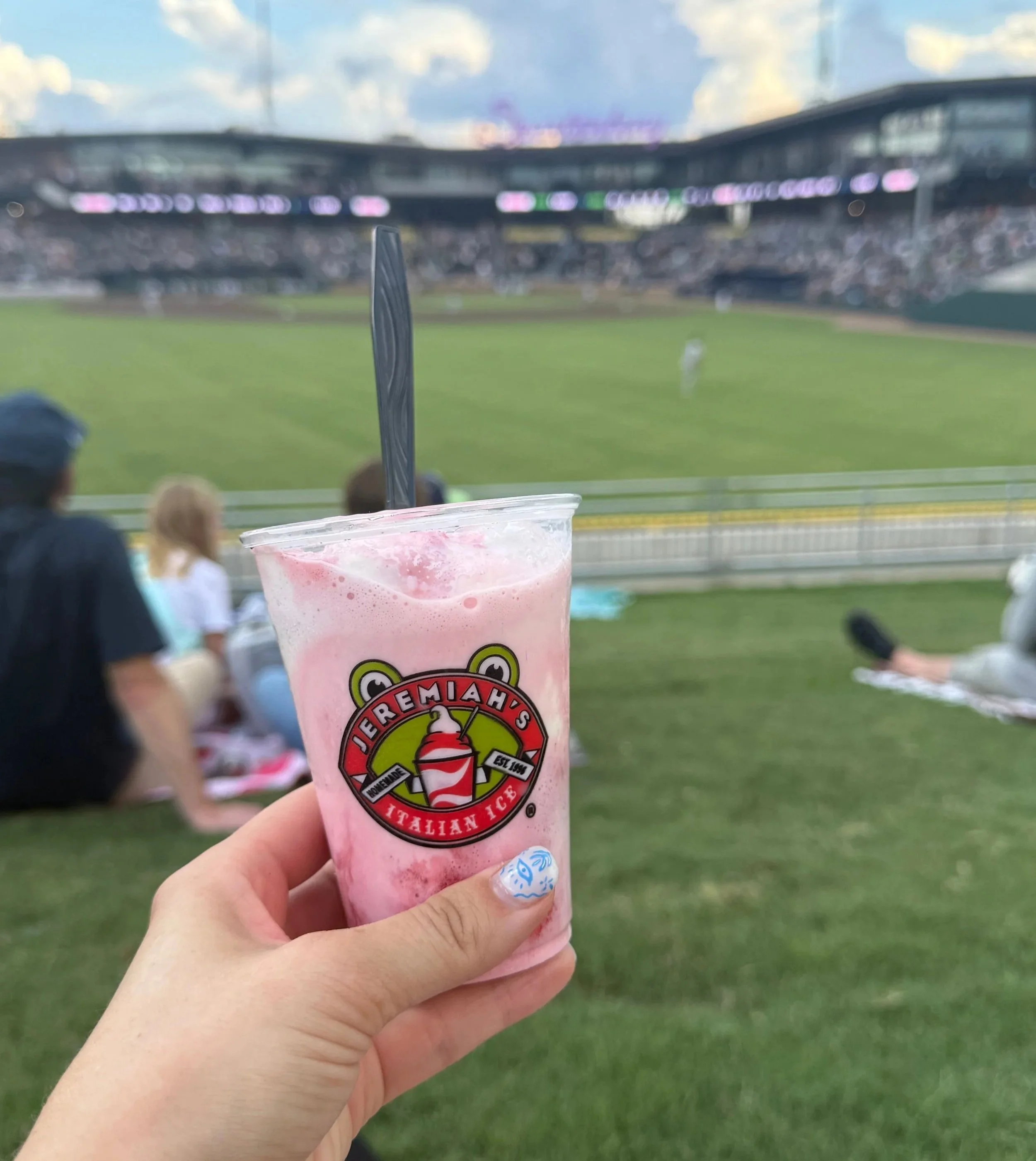 Jeremiah's strawberry "jelati"- layered Italian ice and soft serve ice cream
