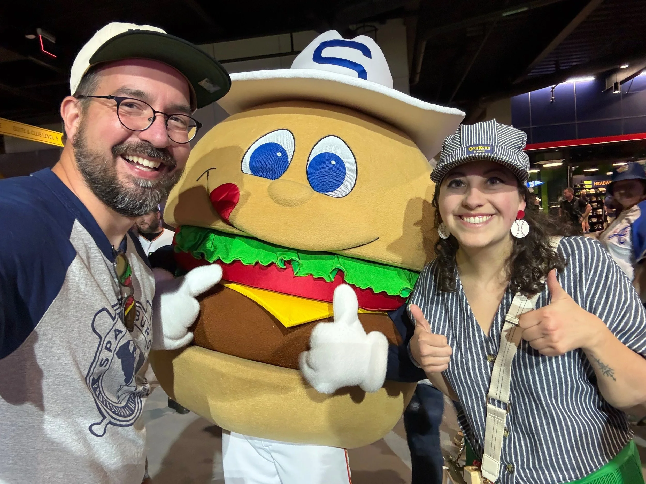 My fiancé (human,) Chuck (burger,) &amp; me