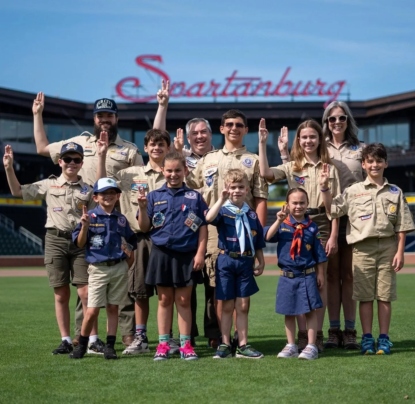 2025 Scout Night &amp; camp out on the field post-game; via Hub City Spartanburgers