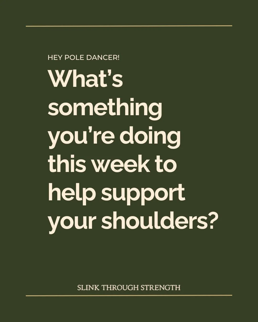 For me, I did our shoulder-focused strength &amp; flex classes, of course. (To my Science of Slink members: if you're pressed for time I'd probably say do the flex over the strength this week: it's alllll active flex stuff so you'll be getting some g