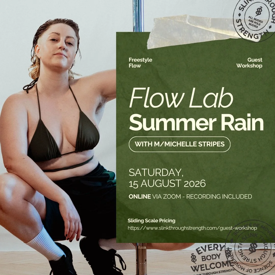 Join us online THIS Saturday for a special guest workshop with @_michellestripes_! Comment "lab" to grab your spot now. 😁

(Science of Slink members, this is included in your membership: no need to sign up separately. 🤎)

#homepole #frees