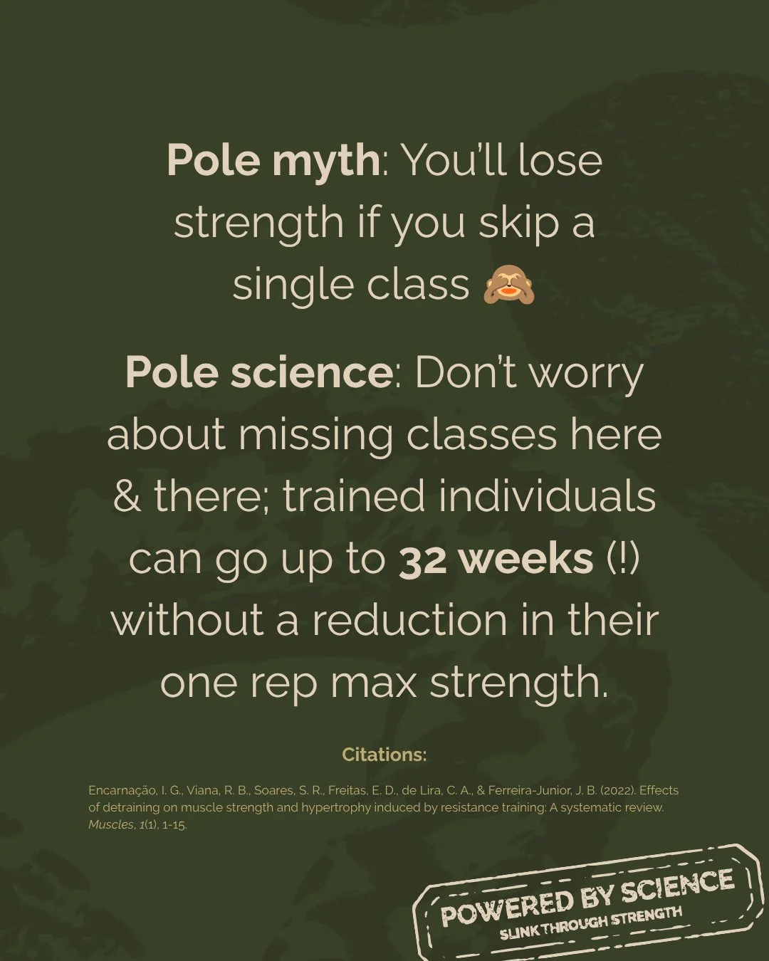 That said, endurance does drop a lot faster... but it's also much faster to build back up! If you need a break, take a break &amp; don't worry about "losing progress". ⁠
⁠
#polenerd #scienceofslink #slinkthroughstrength