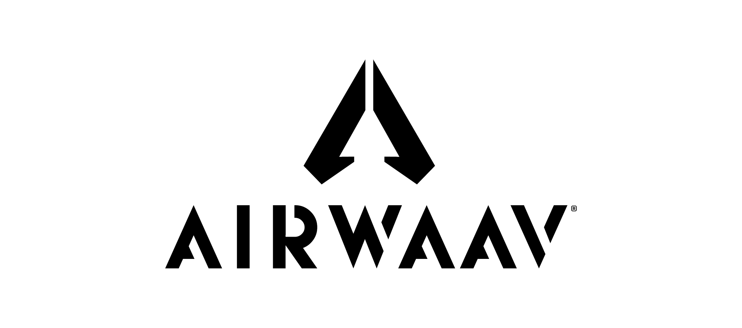 Black background with the White Airway logo, which includes a stylized arrow pointing upwards with a line through its middle, and the word "AIRWAY" in bold block letters beneath it.