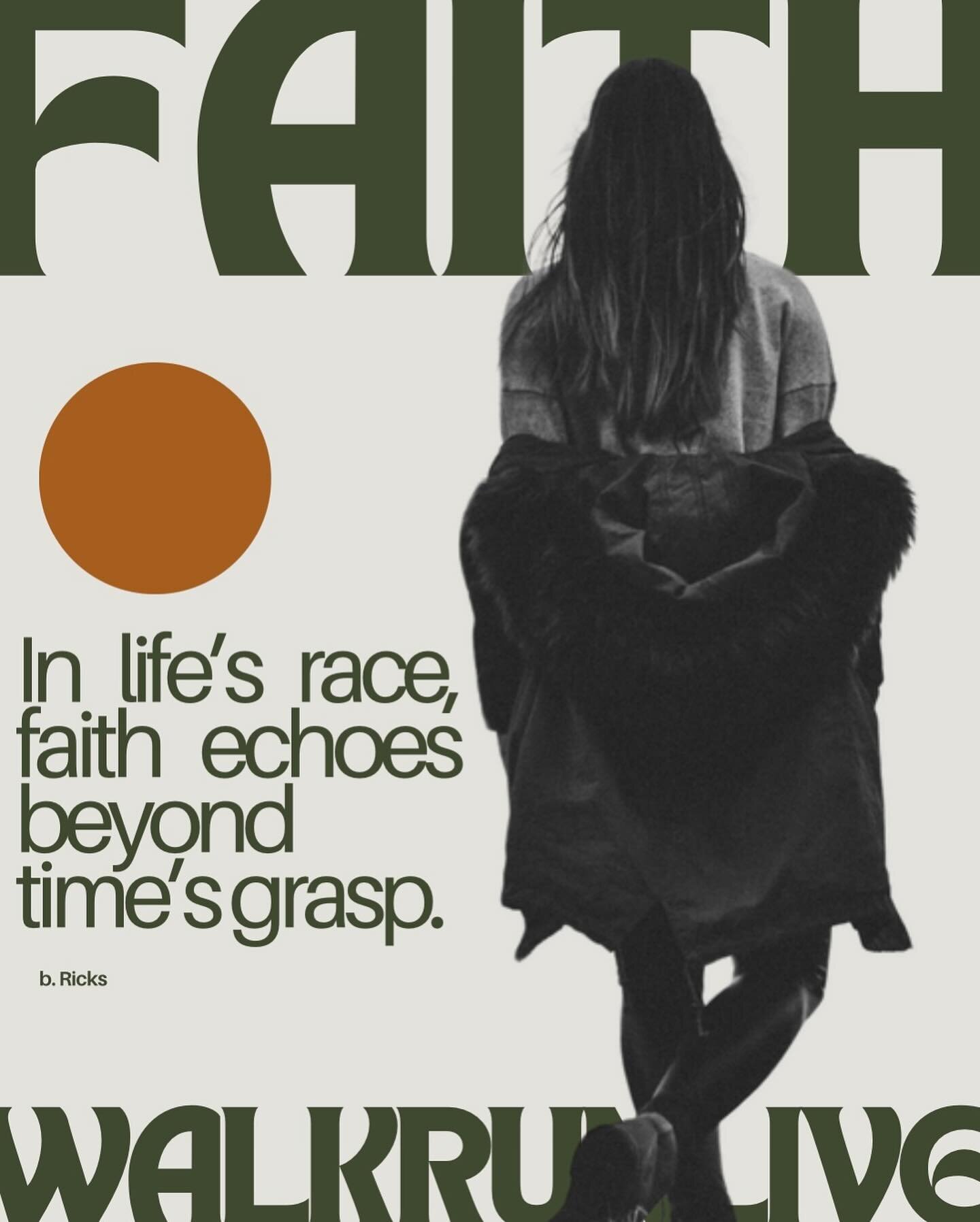 One step at a time&mdash;

And as each race, challenge, or season draws close, faith stands resolute, unwavering amidst life&rsquo;s ebb and flow. 

Like a towering beacon, it casts its light on our path, guiding us through every victory and challeng