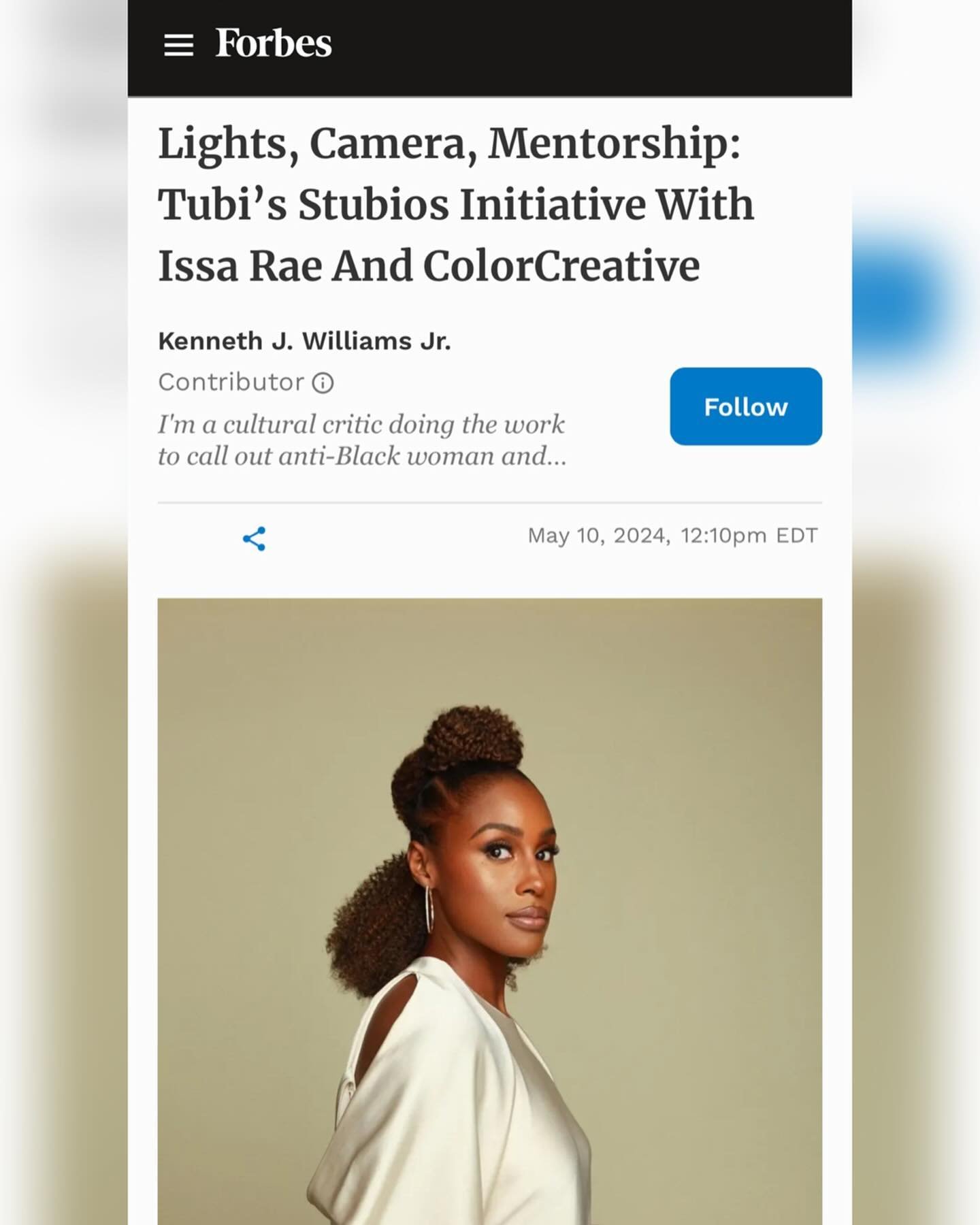 🚨 NEW INTERVIEW ALERT 🚨 

We got the Issa Rae interview!

Thanks so much @issarae for the opportunity to chat about the new partnership between @tubi &amp; @colorcreative that&rsquo;s changing the game for creators and aspiring filmmakers. 🎞️ 🎥 
