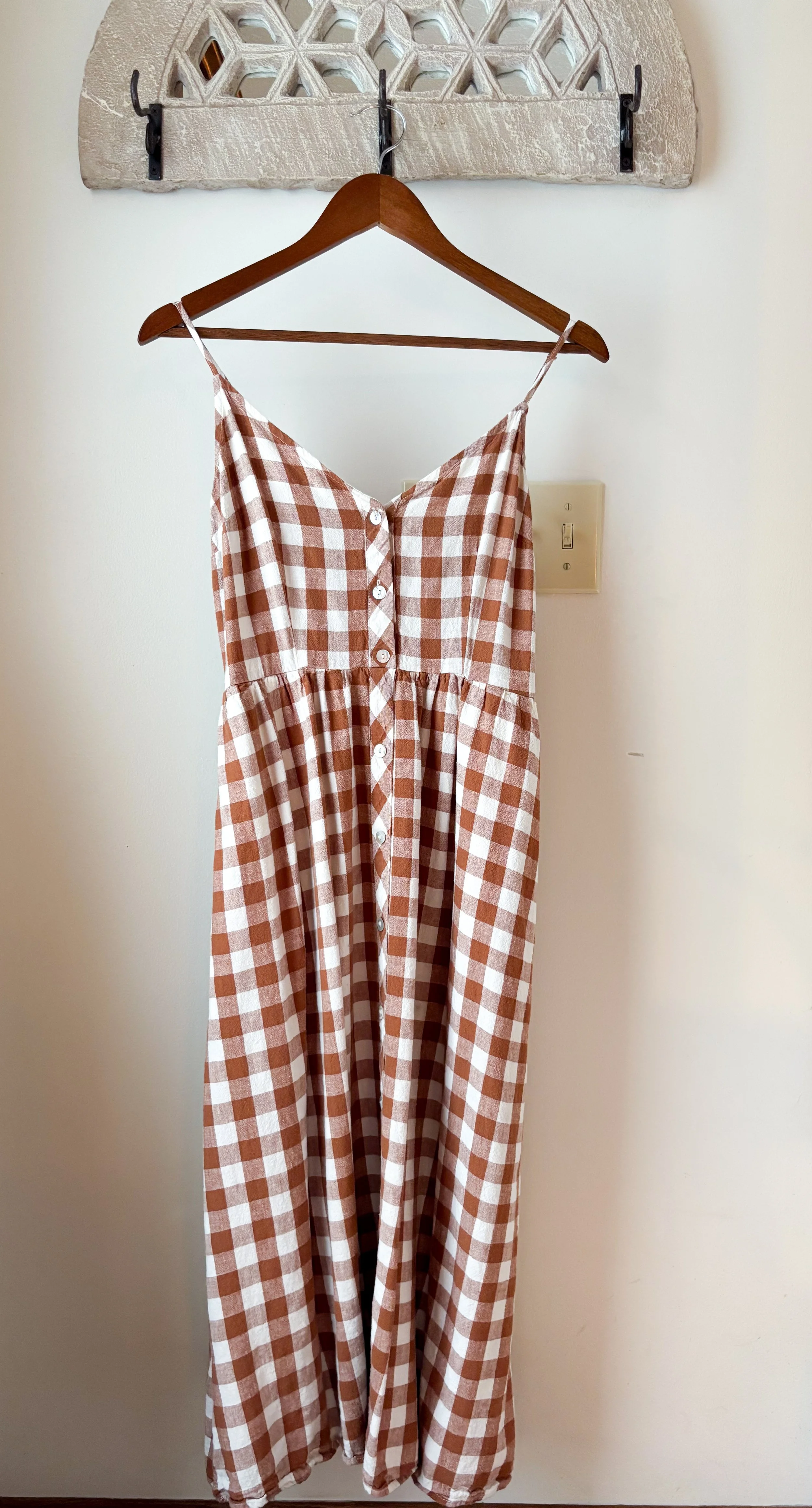 Ladies size med gingham sundress Linen blend
