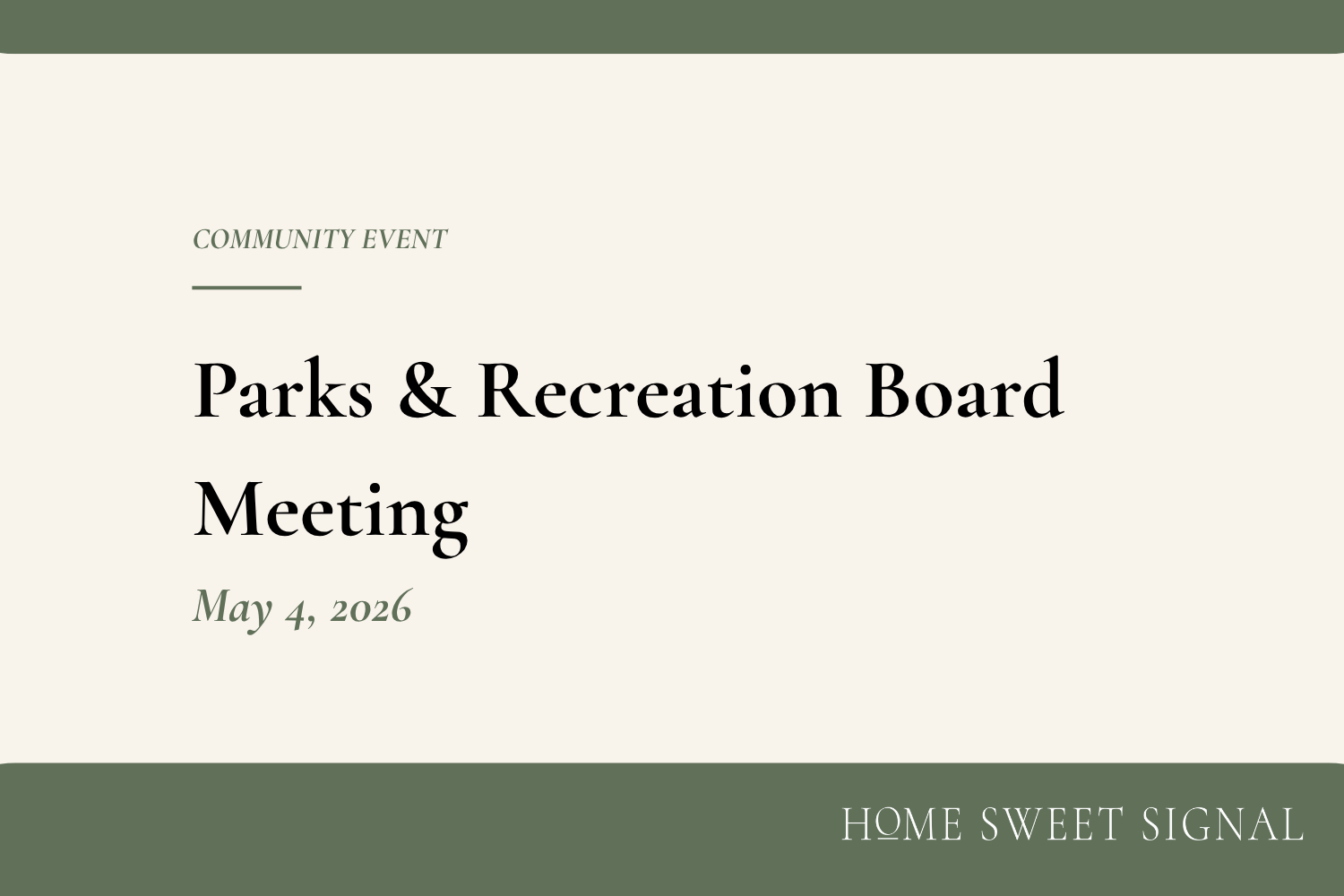 Parks &amp; Recreation Board Meeting