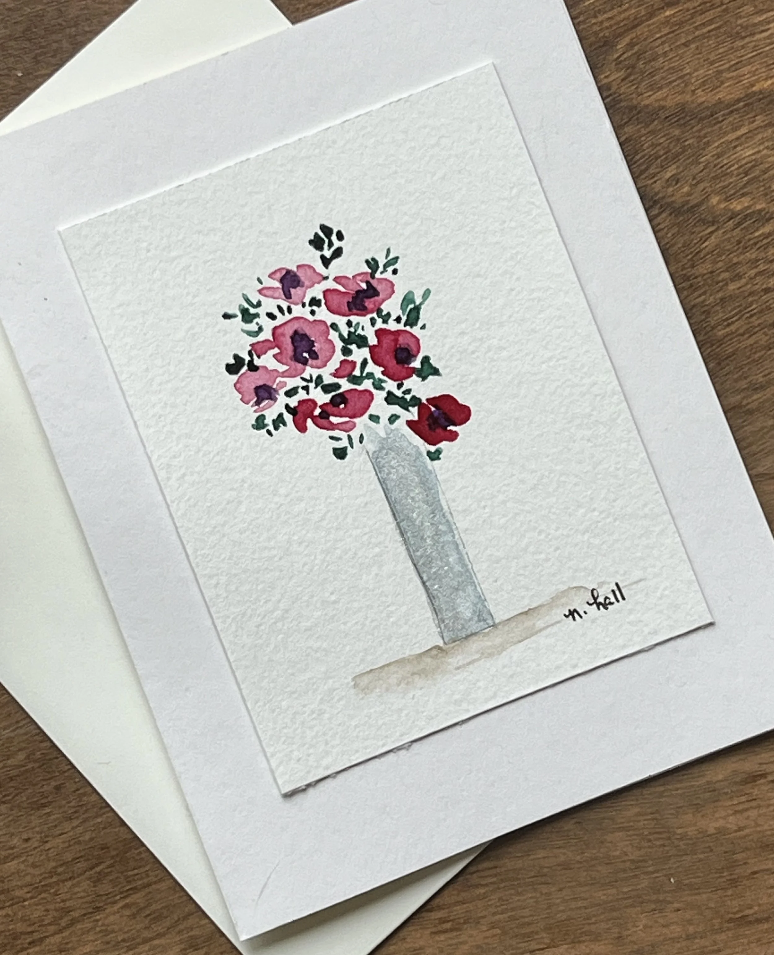 Poppies in Silver Vase (set of 3)