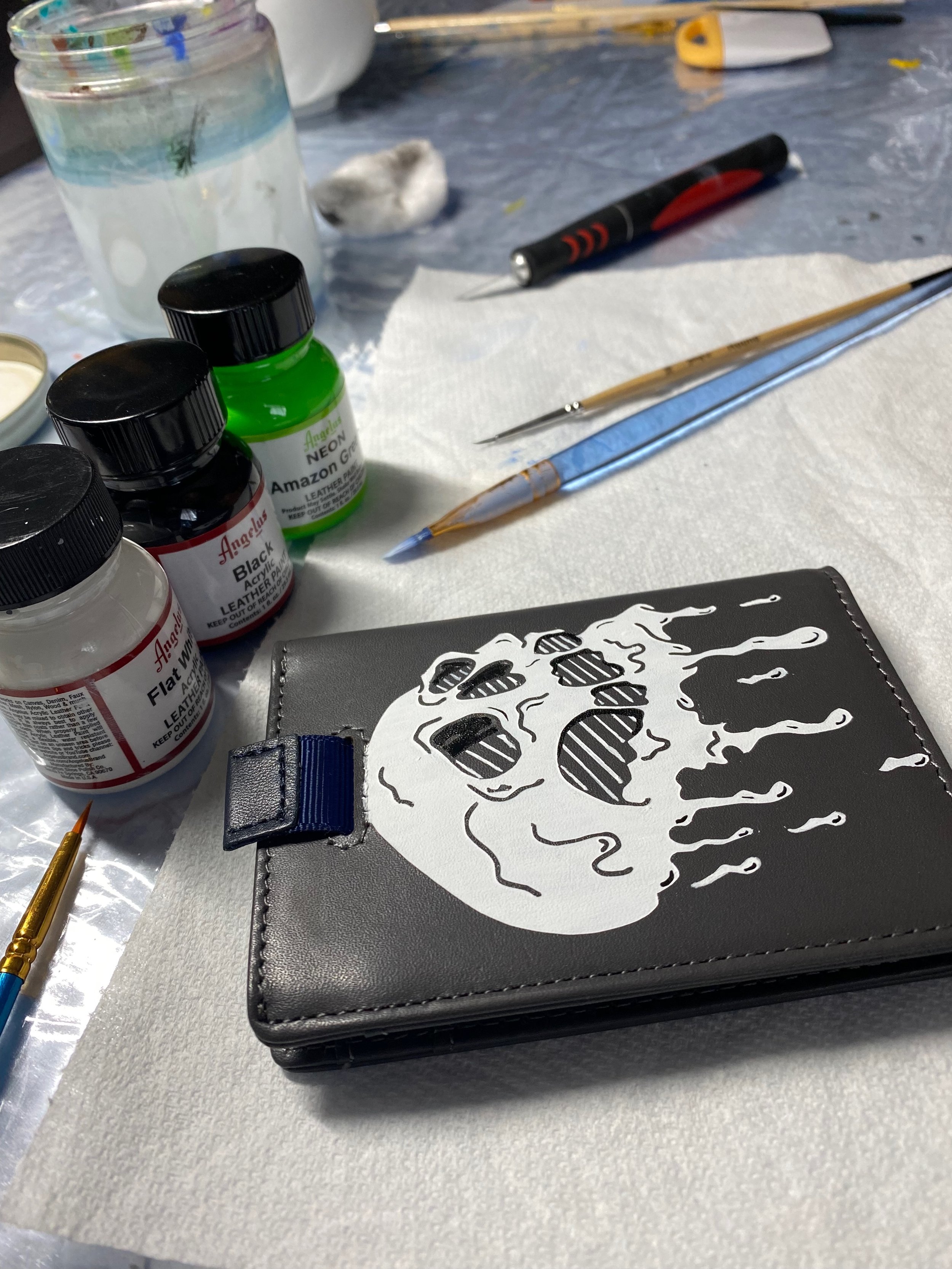 Hand Painted Skull Wallet