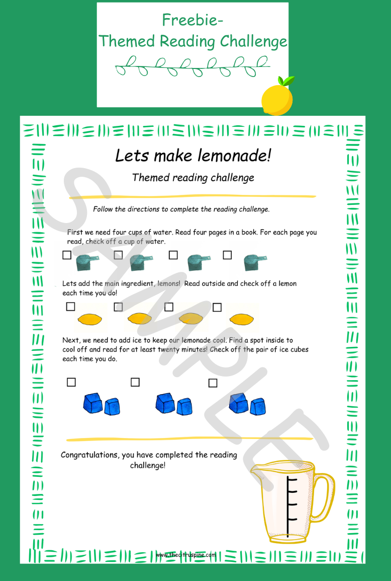 ||Freebie|| Summer themed reading challenge|| Lets make lemonade!
