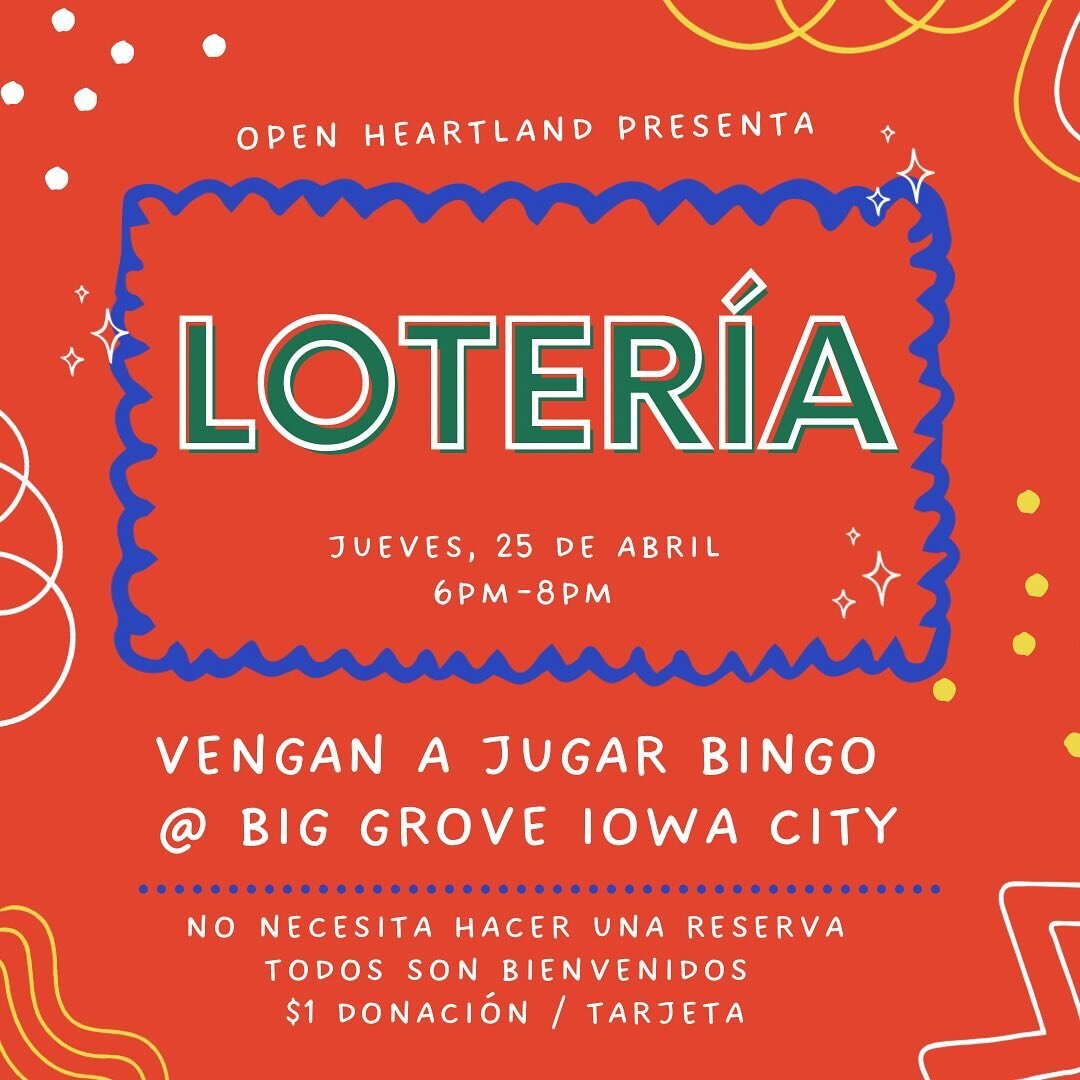 &iexcl;Reserva la fecha 25 de Abril para Loter&iacute;a! &iexcl;Juega y gana! Jueves @biggroveic 6-8pm. Vamos!