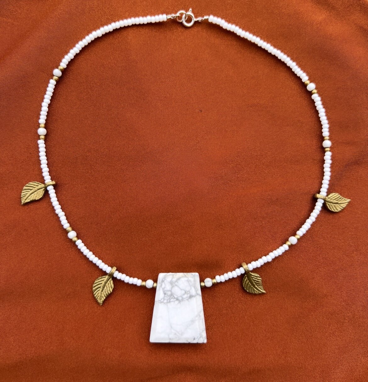 Howlite Leaf Necklace