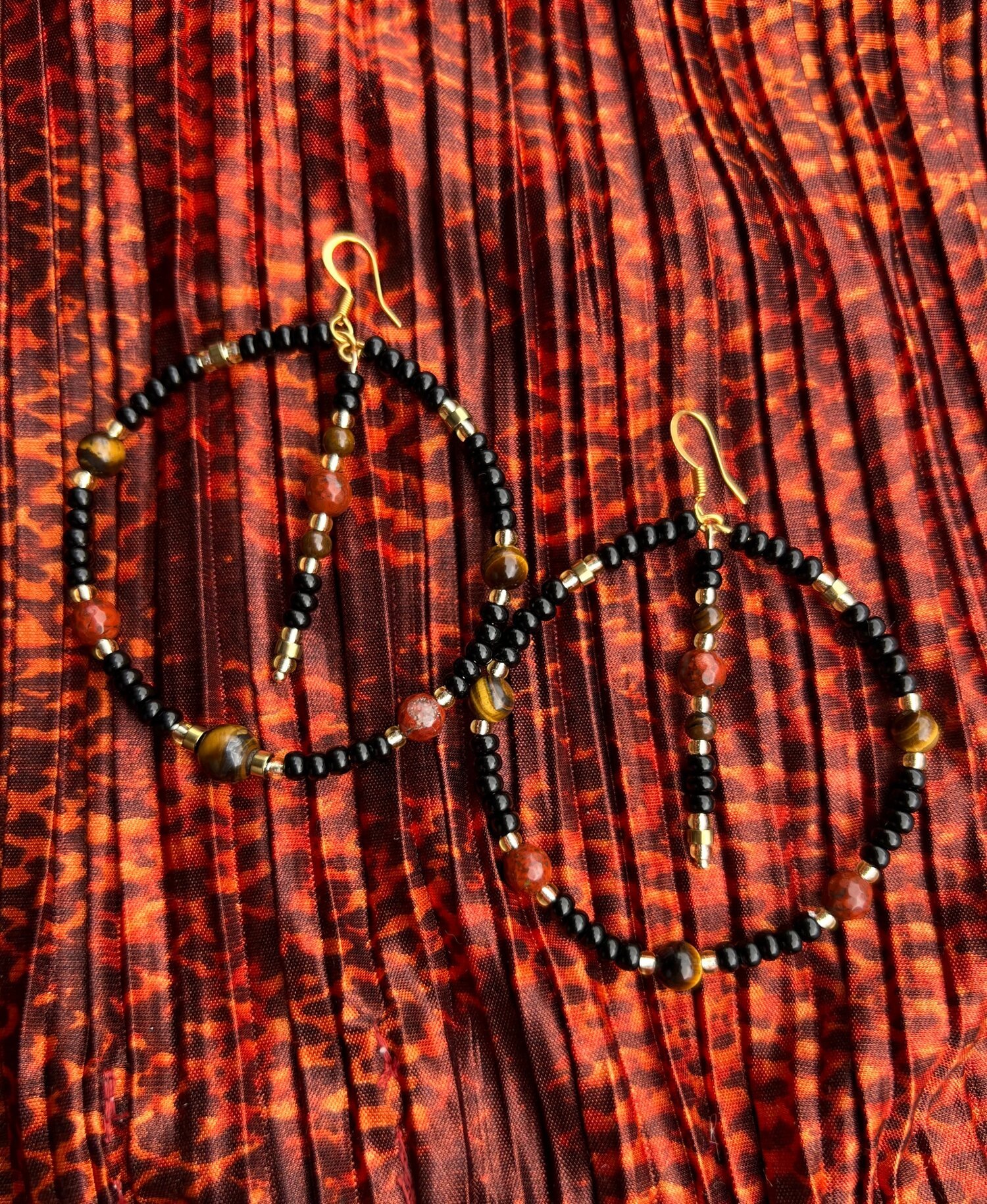 Tiger’s Eye & Jasper Hoops