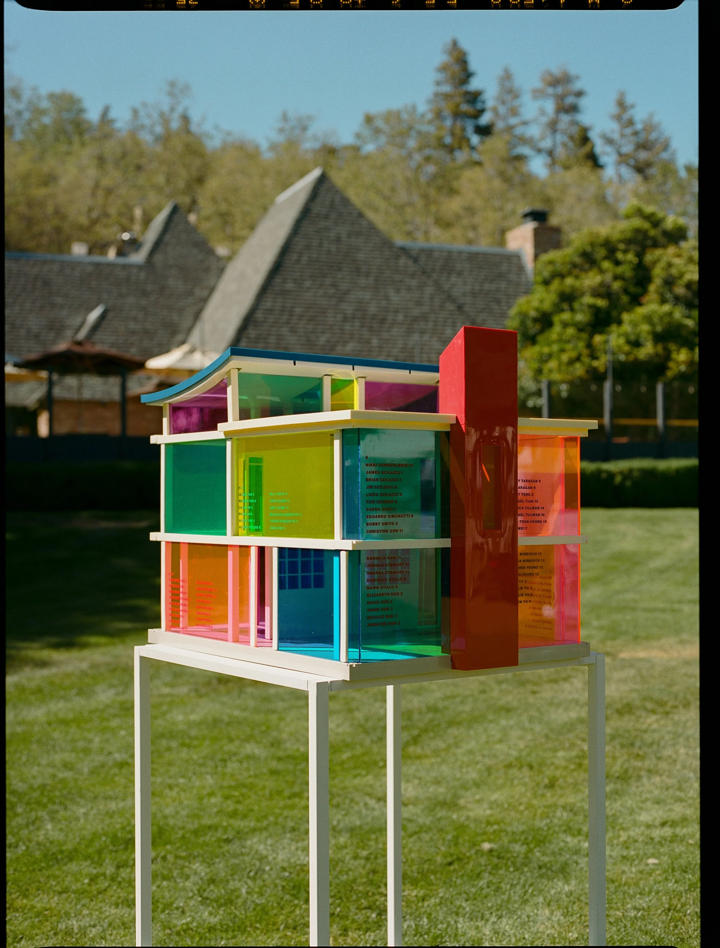 Story time?

The Kaleidoscope House is a modernist architectural dollhouse designed in 2001 by artist Laurie Simmons and architect Peter Wheelwright for Bozart Toys. Constructed from acrylic and molded plastic in vibrant colors, it was originally pro
