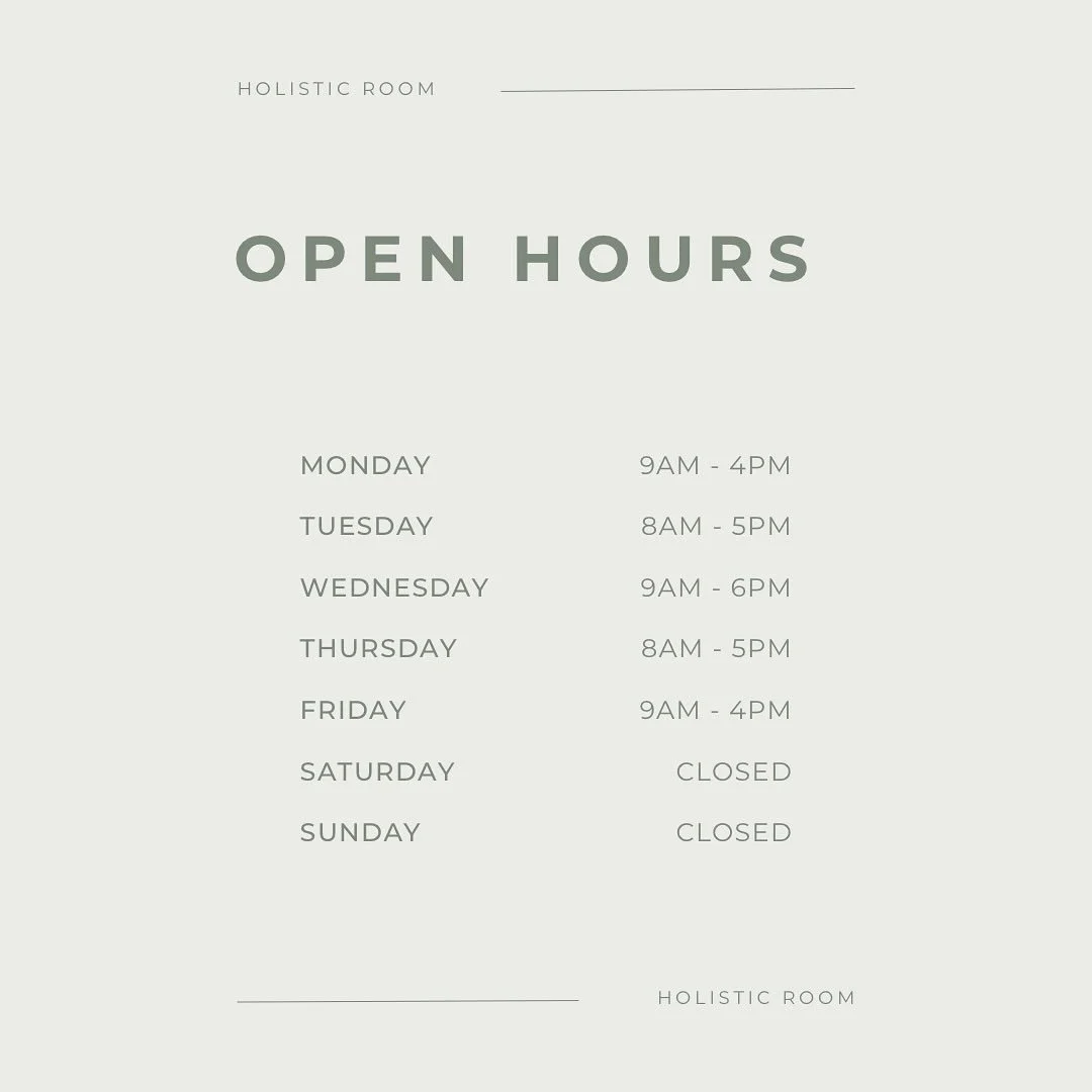 Wet season opening hours 🤍 we are no longer offering Saturday appointments.