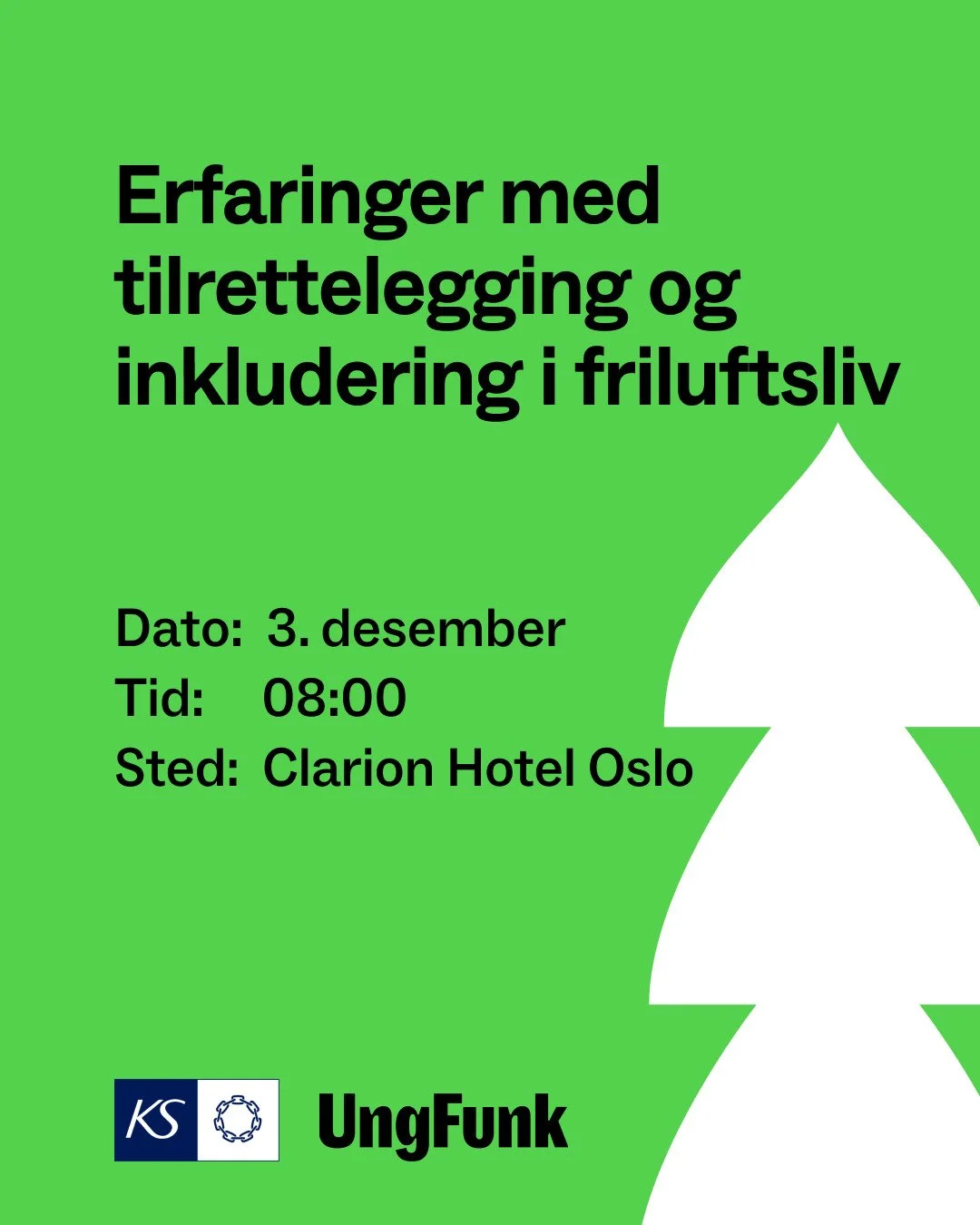 Sammen med KS inviterer vi til markering av FNs internasjonale dag for funksjonshemmede 3.desember! 

Start dagen med oss og f&aring; litt p&aring;fyll av b&aring;de kaffe og erfaringer med tilrettelegging og inkludering i friluftslivet🌲

Programmet