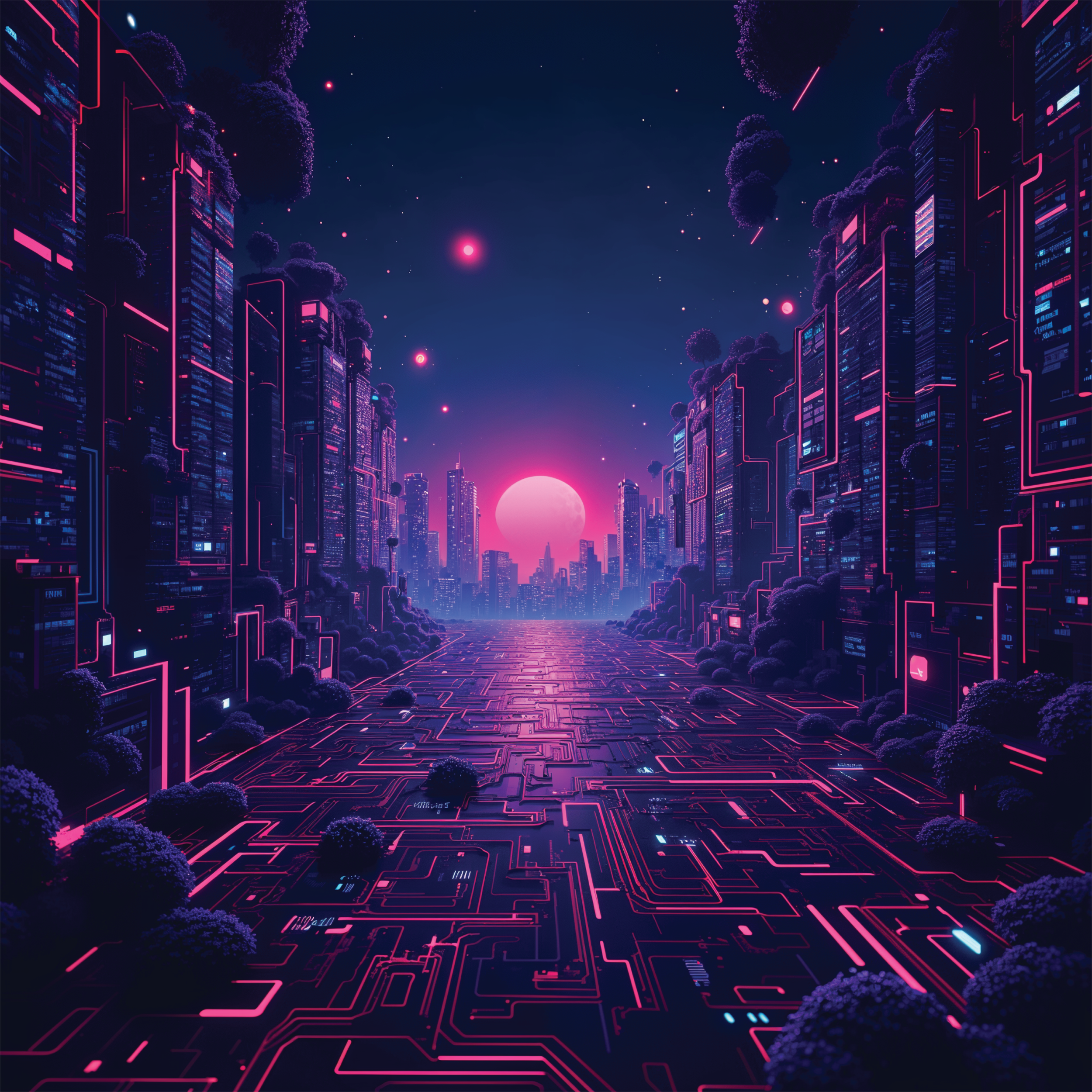 Neon Circuit Metropolis