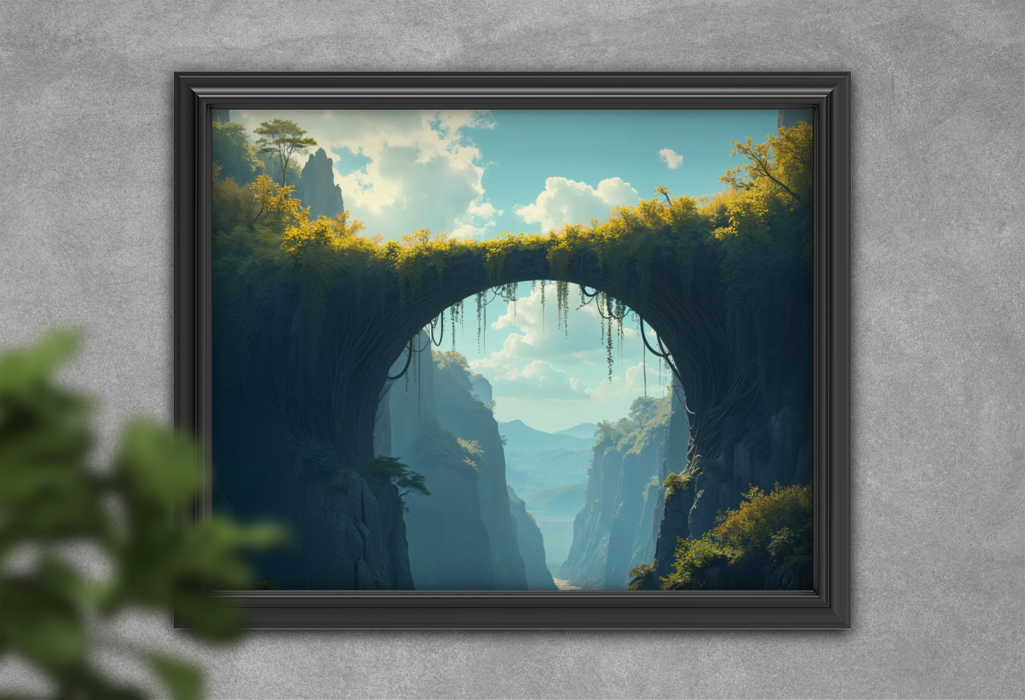 Realistic 3D decorative frame Mockup on the wall.png