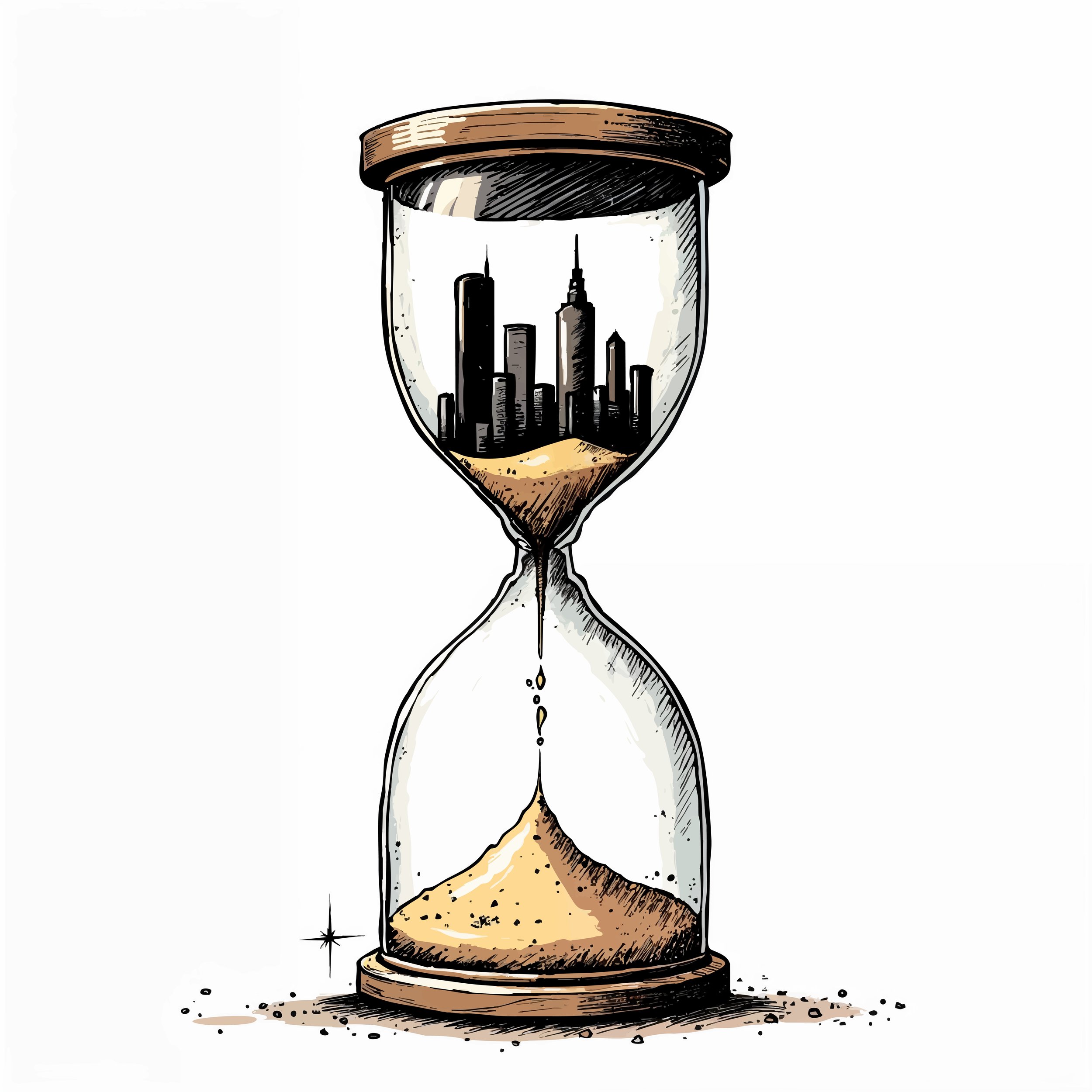 Hourglass with Tiny Cityscapes