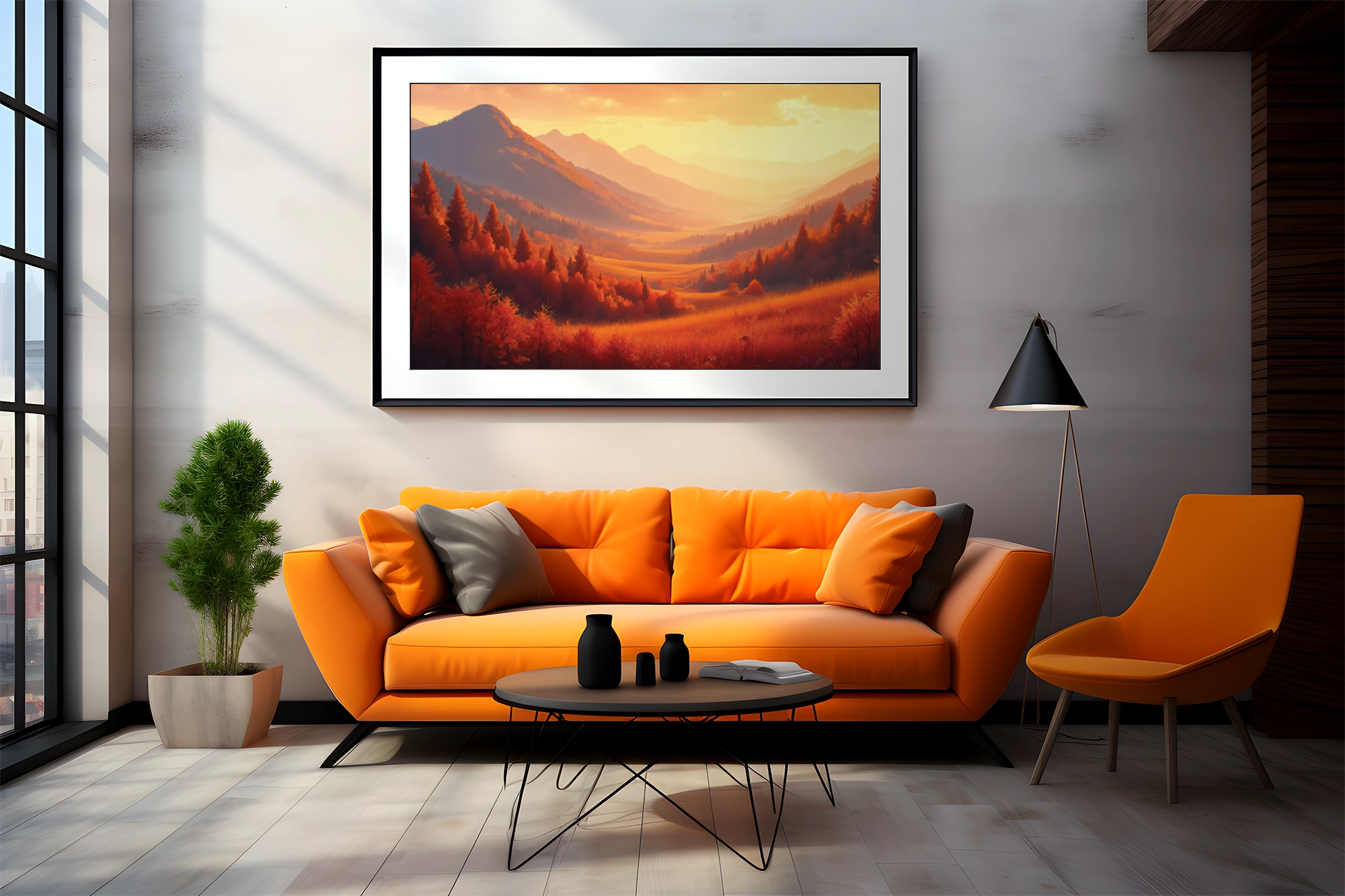 Luxury modern Living room with Poster mockup.png