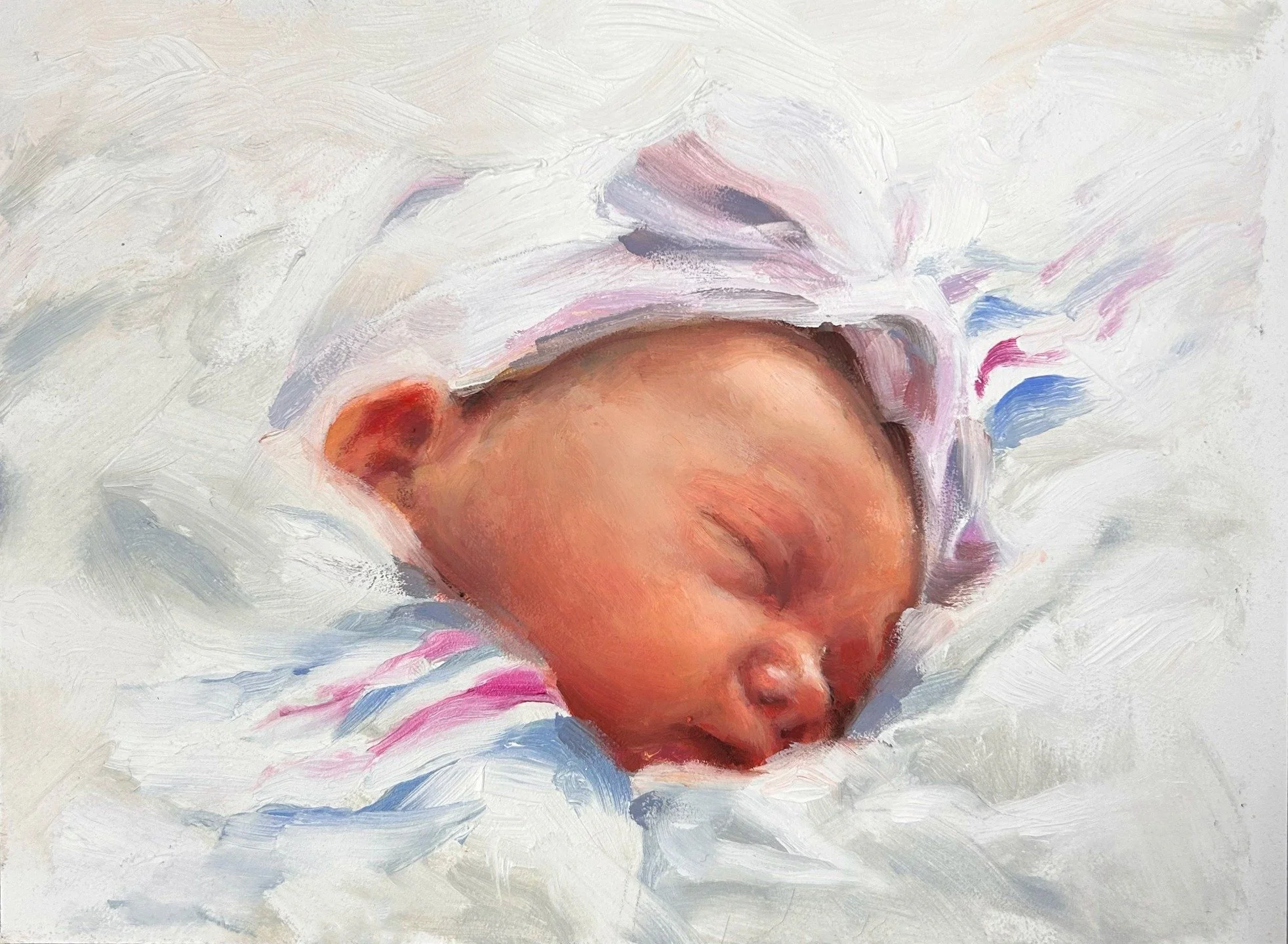 Not much time for painting these days with our bundle of joy. But I did squeeze in a quick sketch of precious Florence. I will forever be trying to capture her beauty in paint!

#portraitofababy #babypainting #babyportrait #oilpainting