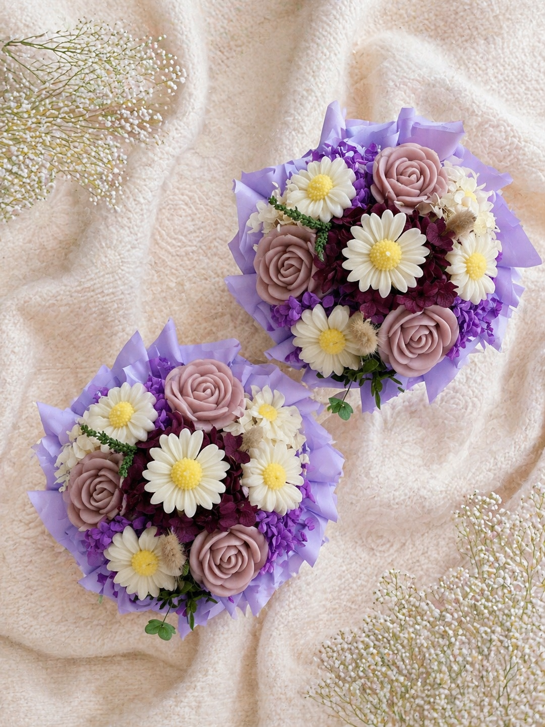 Purple Blooms | Bespoke Candle Bouquet Flower Box
