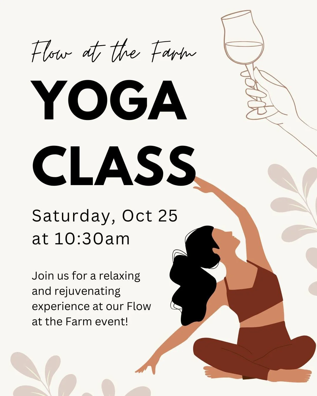 Join us for a relaxing and rejuvenating experience at our Flow at the Farm event led by Nanci Schimizzi!
Start your Saturday with a soothing hour-long yoga class surrounded by beautiful natural scenery, designed to calm your mind, stretch your body, 